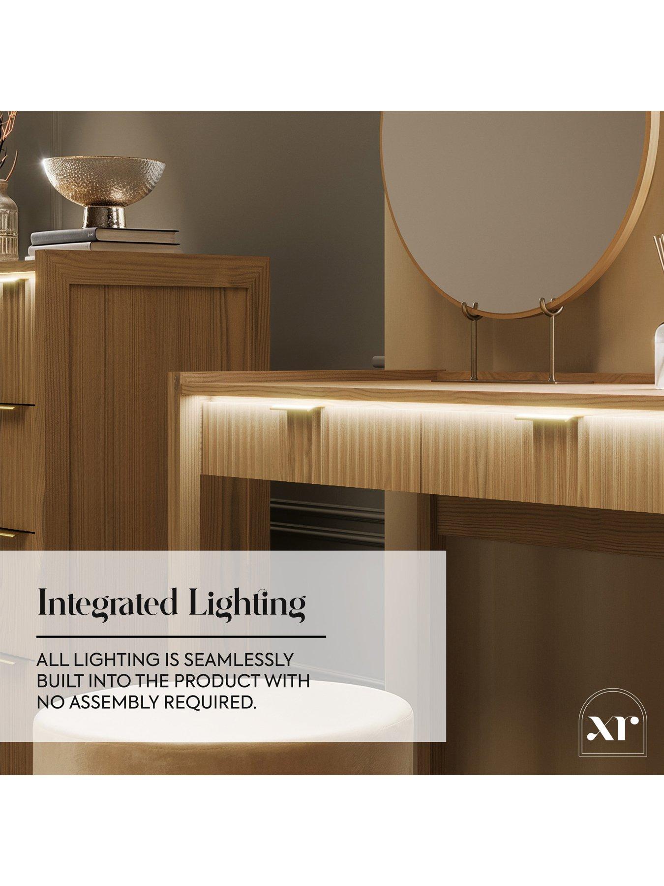  image of xr-living-dakota-dressing-table-with-app-control-lights-oak