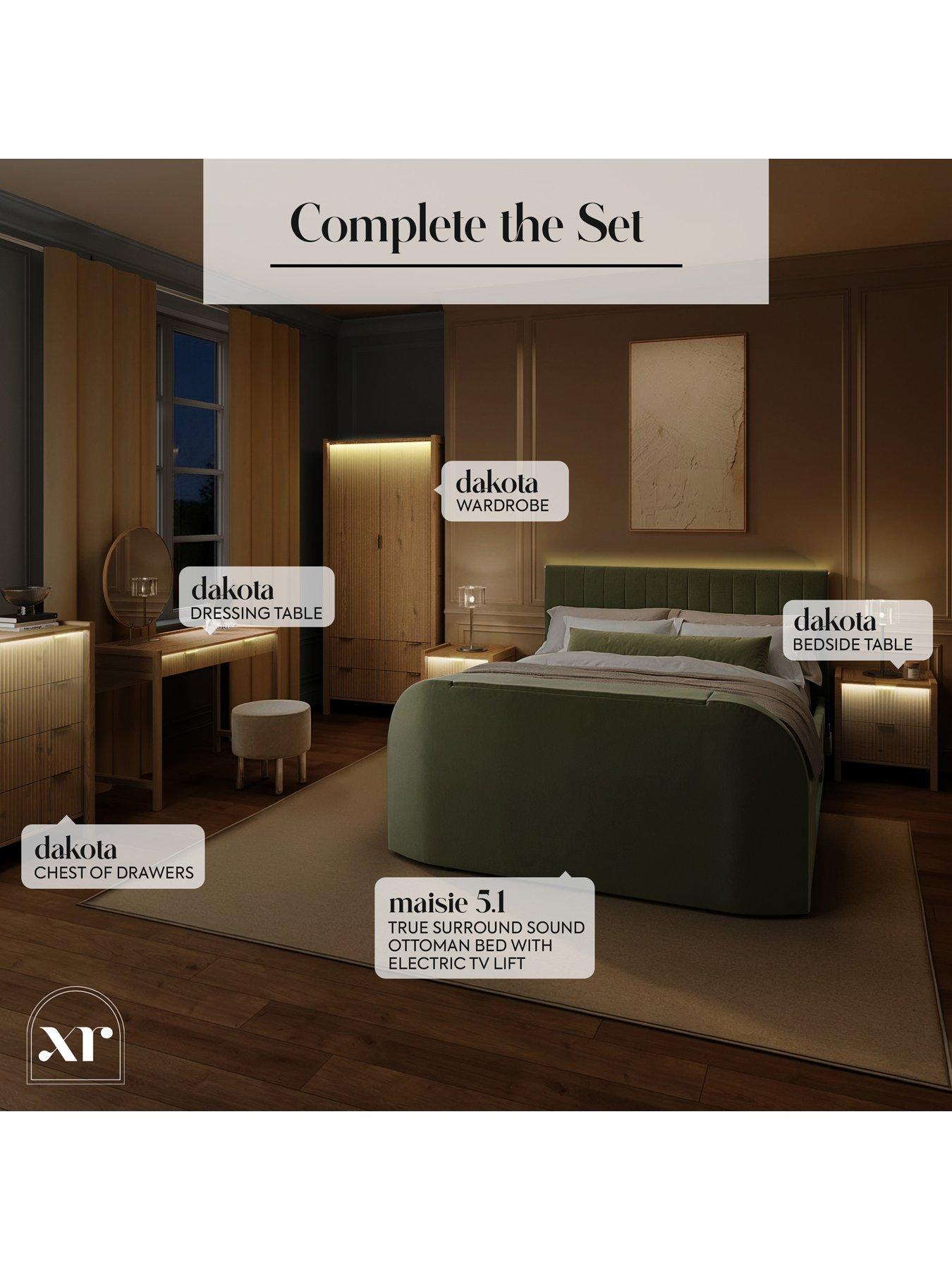  image of xr-living-dakota-dressing-table-with-app-control-lights-oak