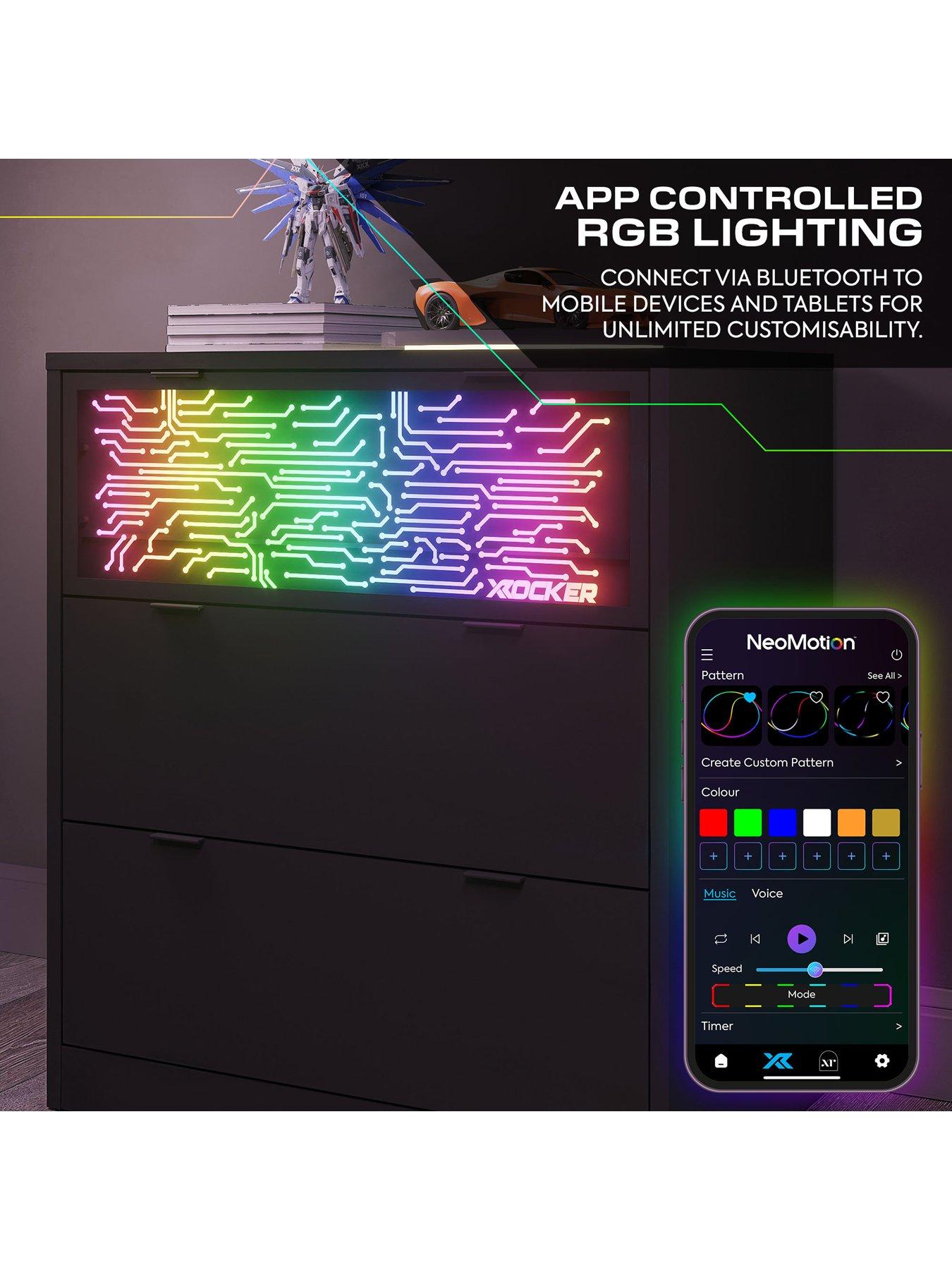 Image 4 of 8 of X Rocker Neonite Chest Of Drawers Circuit Edition With App Control Led Lights