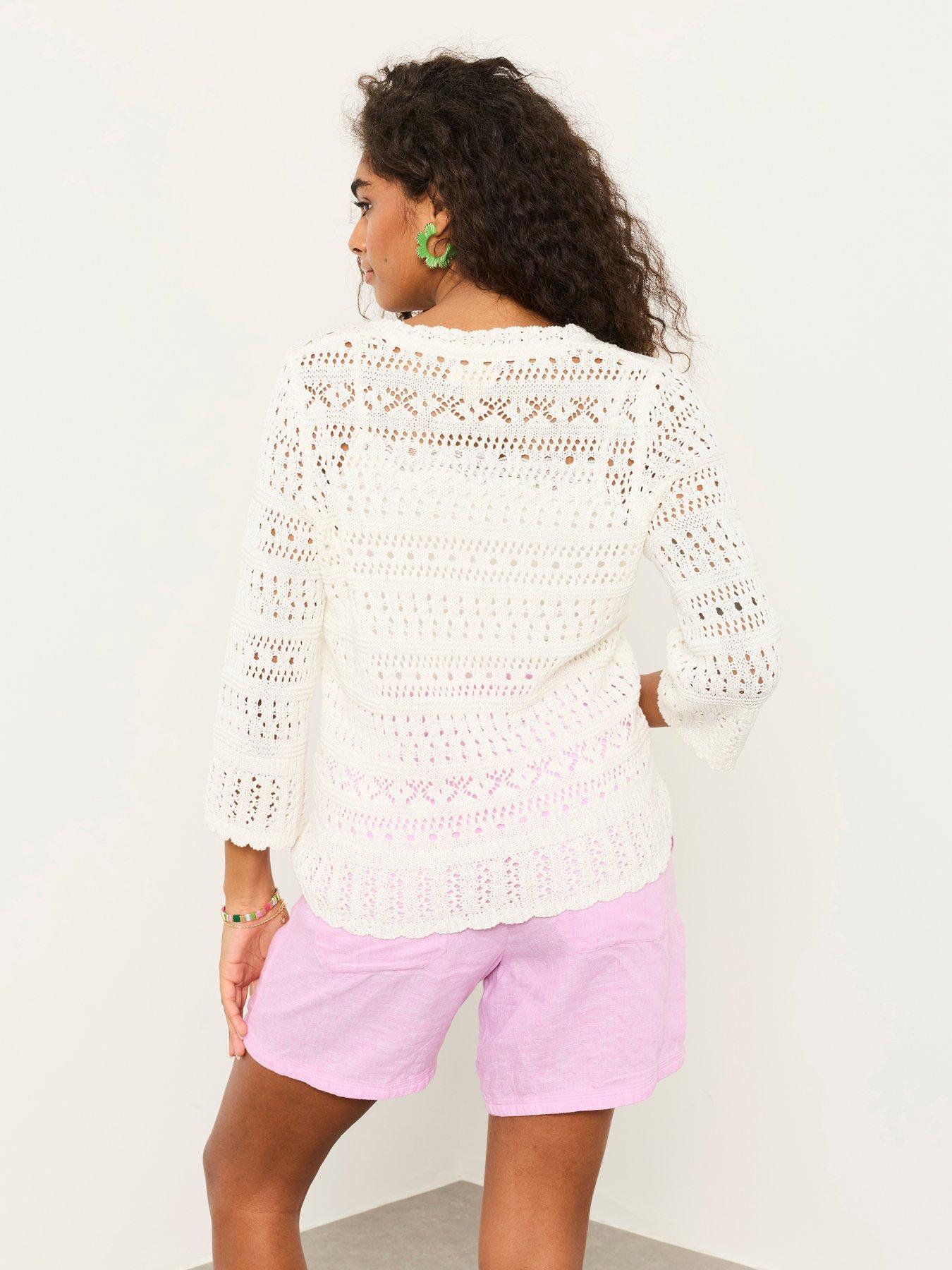 Image 2 of 5 of FatFace Orla Pointelle Jumper - White