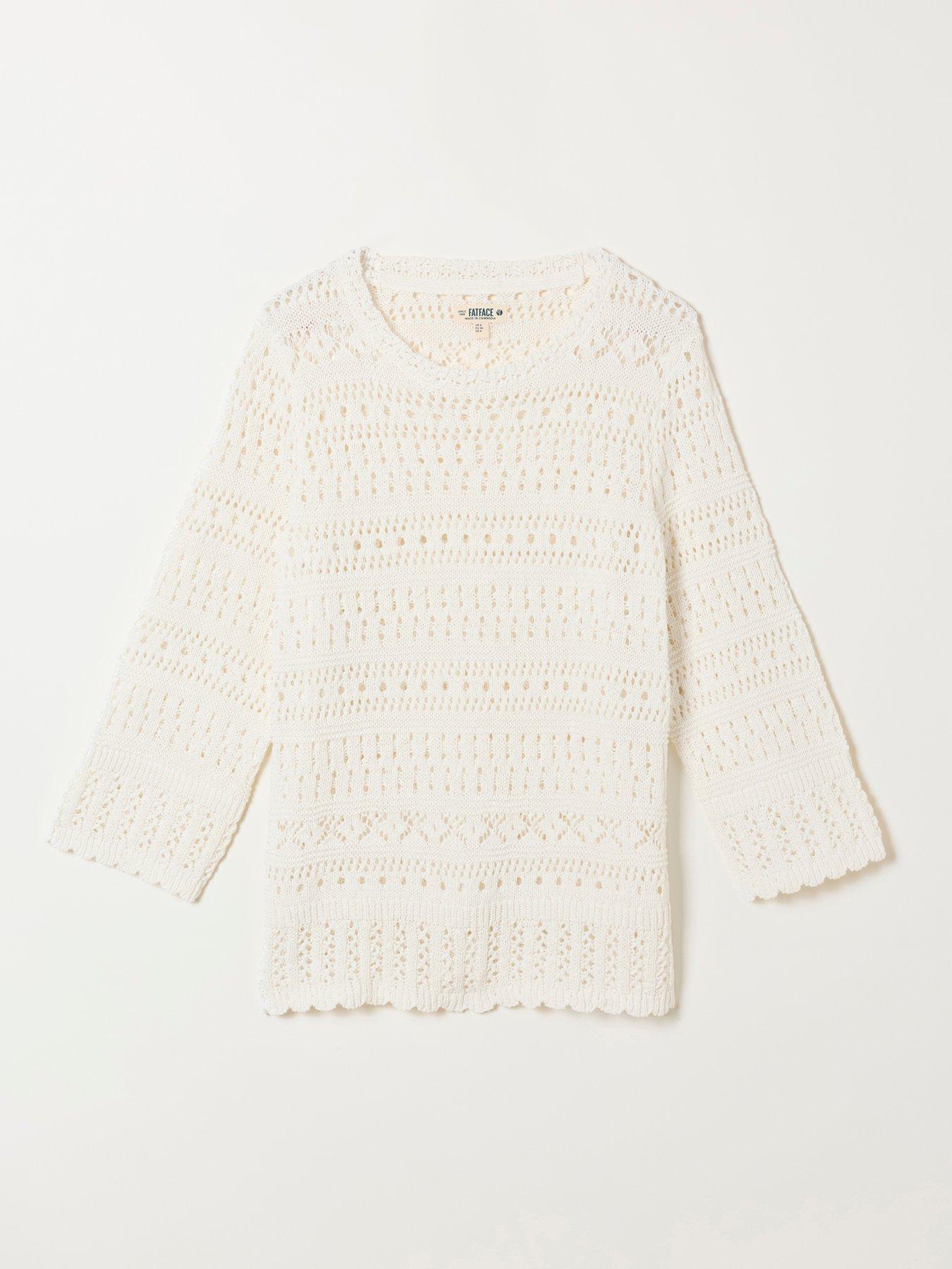 Image 5 of 5 of FatFace Orla Pointelle Jumper - White