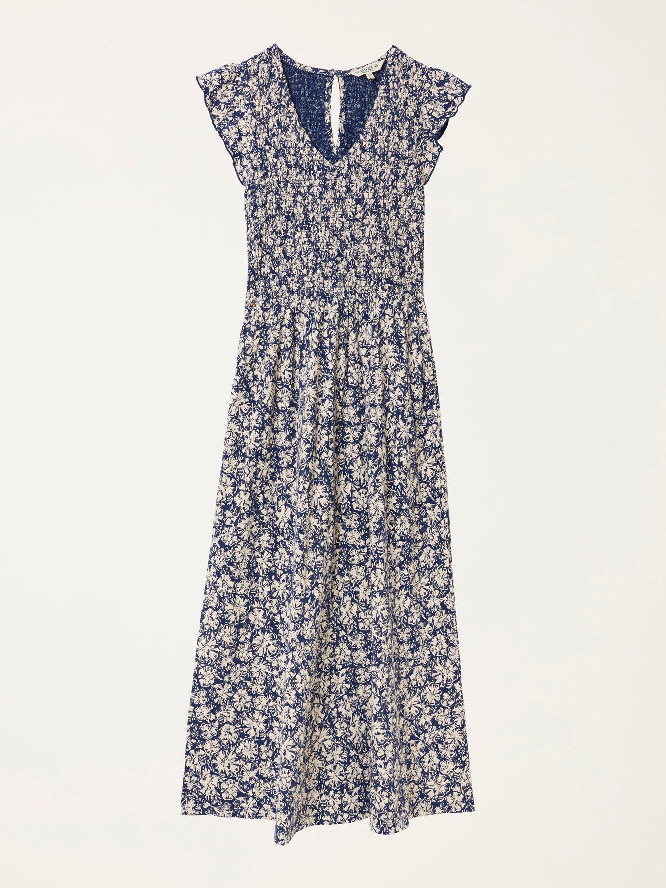Image 6 of 6 of FatFace Demi Shells Jersey Midi Dress &nbsp;- Blue
