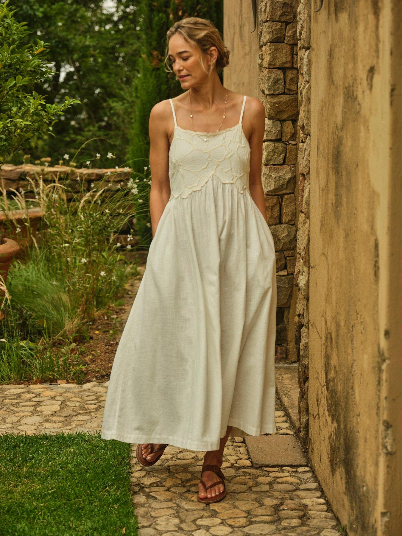 FatFace Hazel Embroidered Midi Dress - Cream