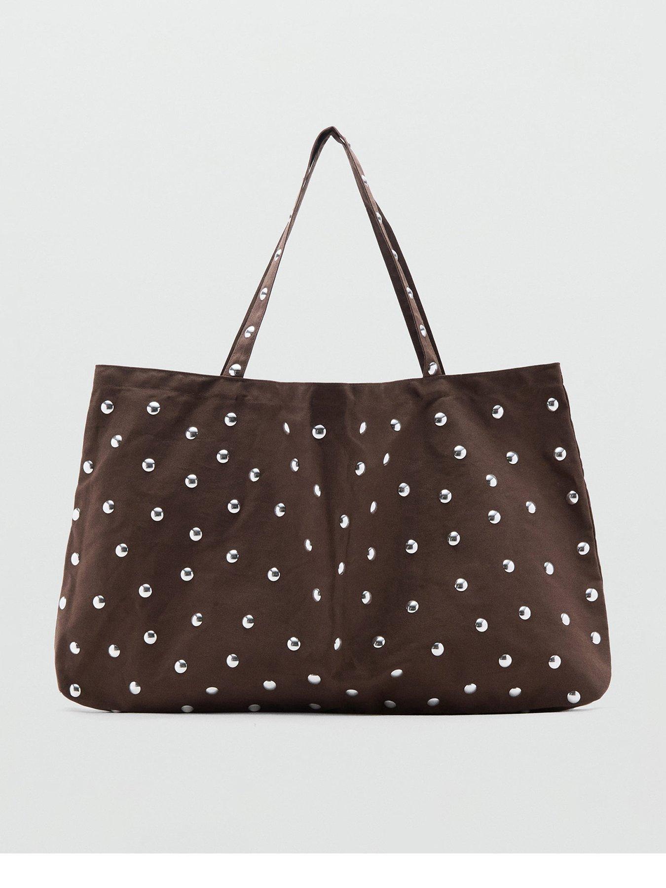 Mango Stud Shopper Bag - Brown