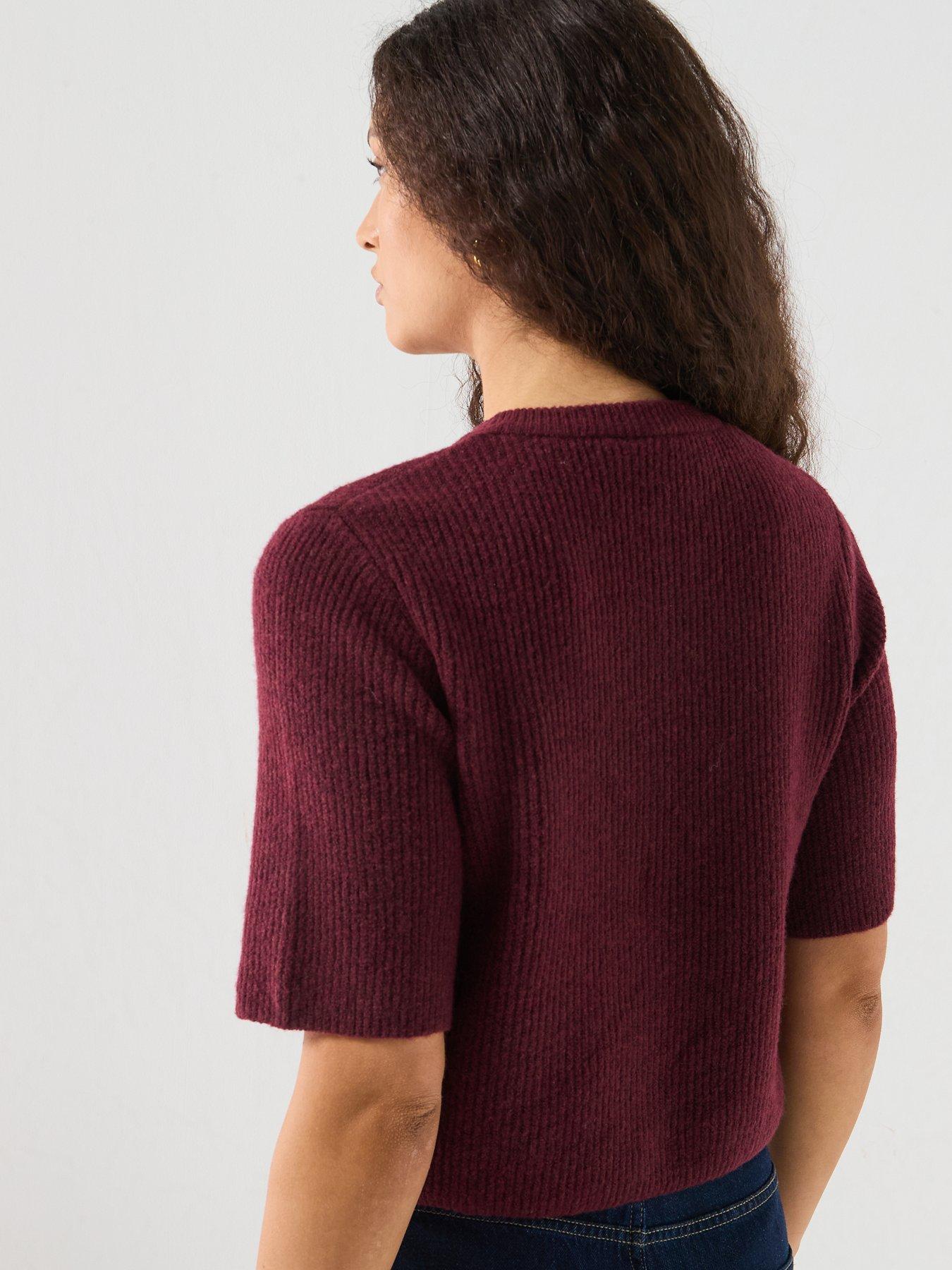 Image 2 of 6 of PIECES Round Neck Boxy Short Sleeve Cardigan