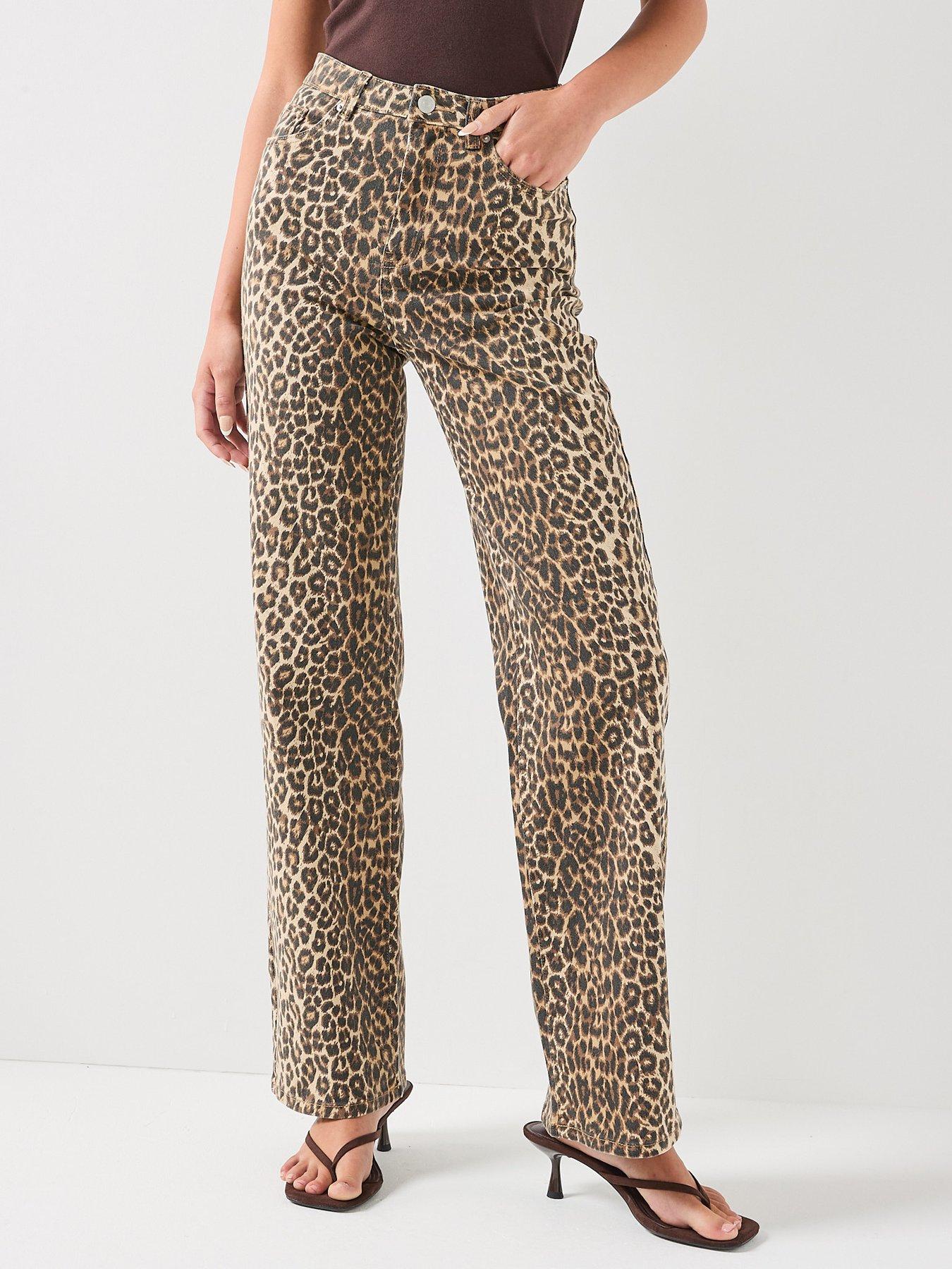 Vero Moda Leopard Print Jeans - Brown