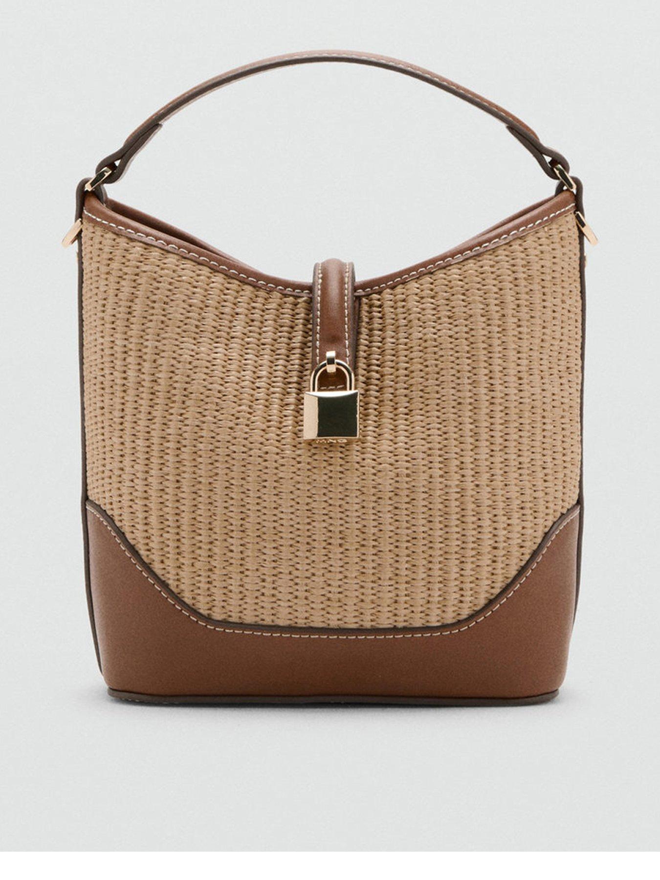 Mango Woven Bucket Bag - Brown