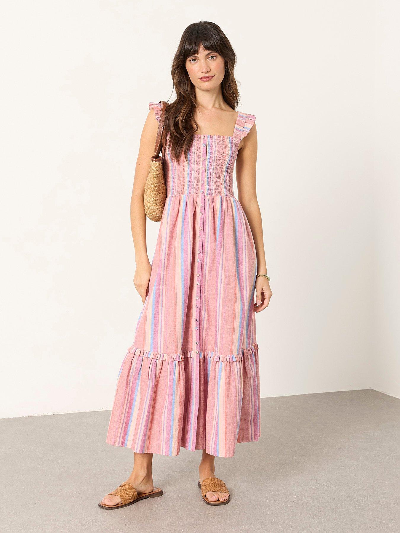 FatFace Eva Pink Regular Midi Dress - Pink