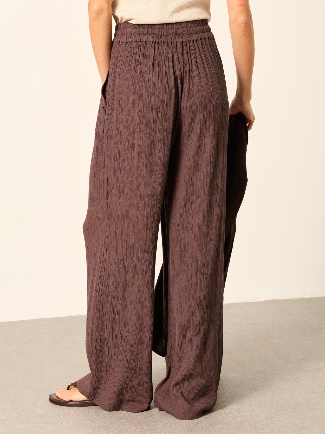 Image 2 of 7 of FatFace Melissa Palazzo Trousers - Brown