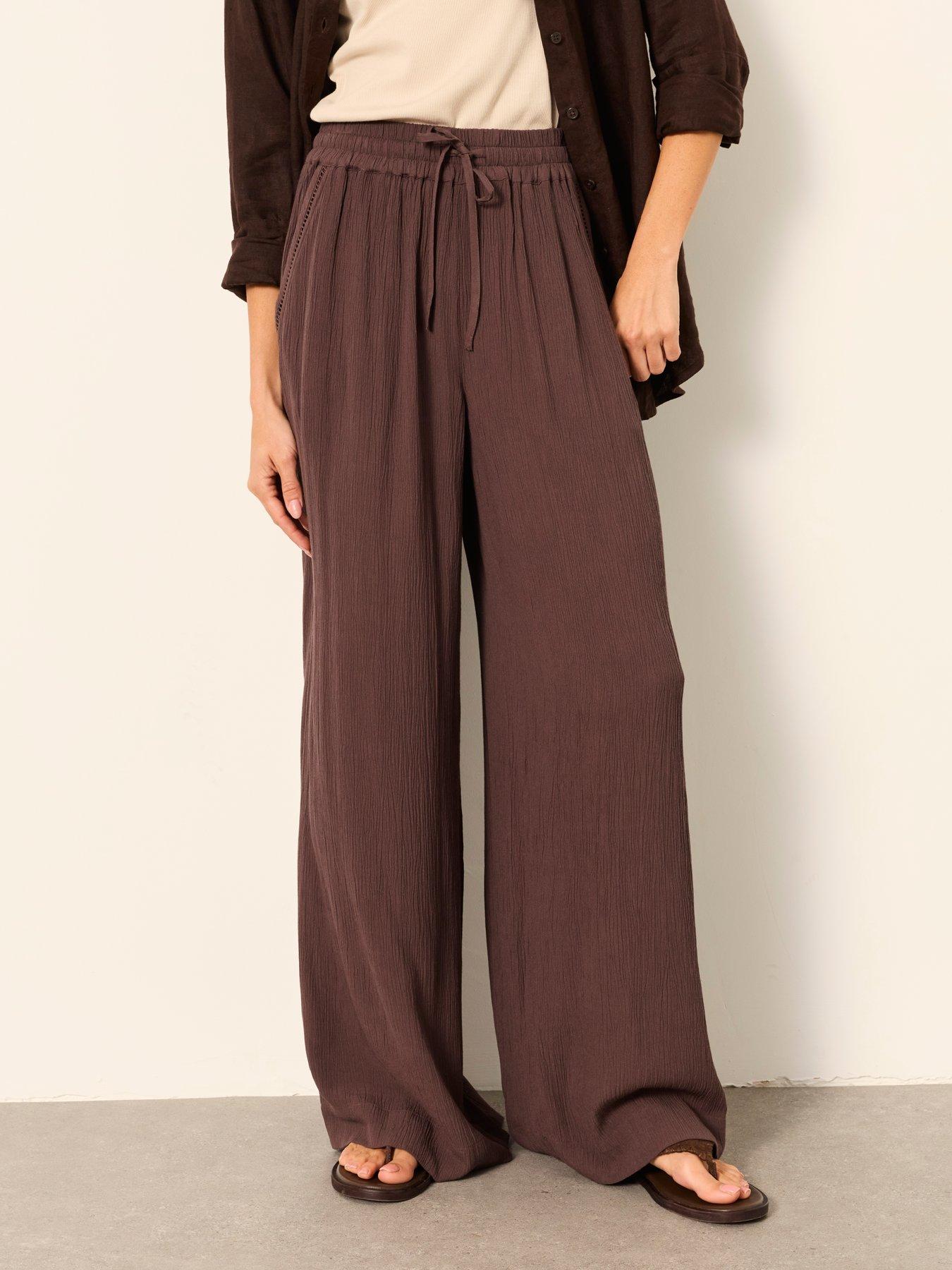 Image 5 of 7 of FatFace Melissa Palazzo Trousers - Brown