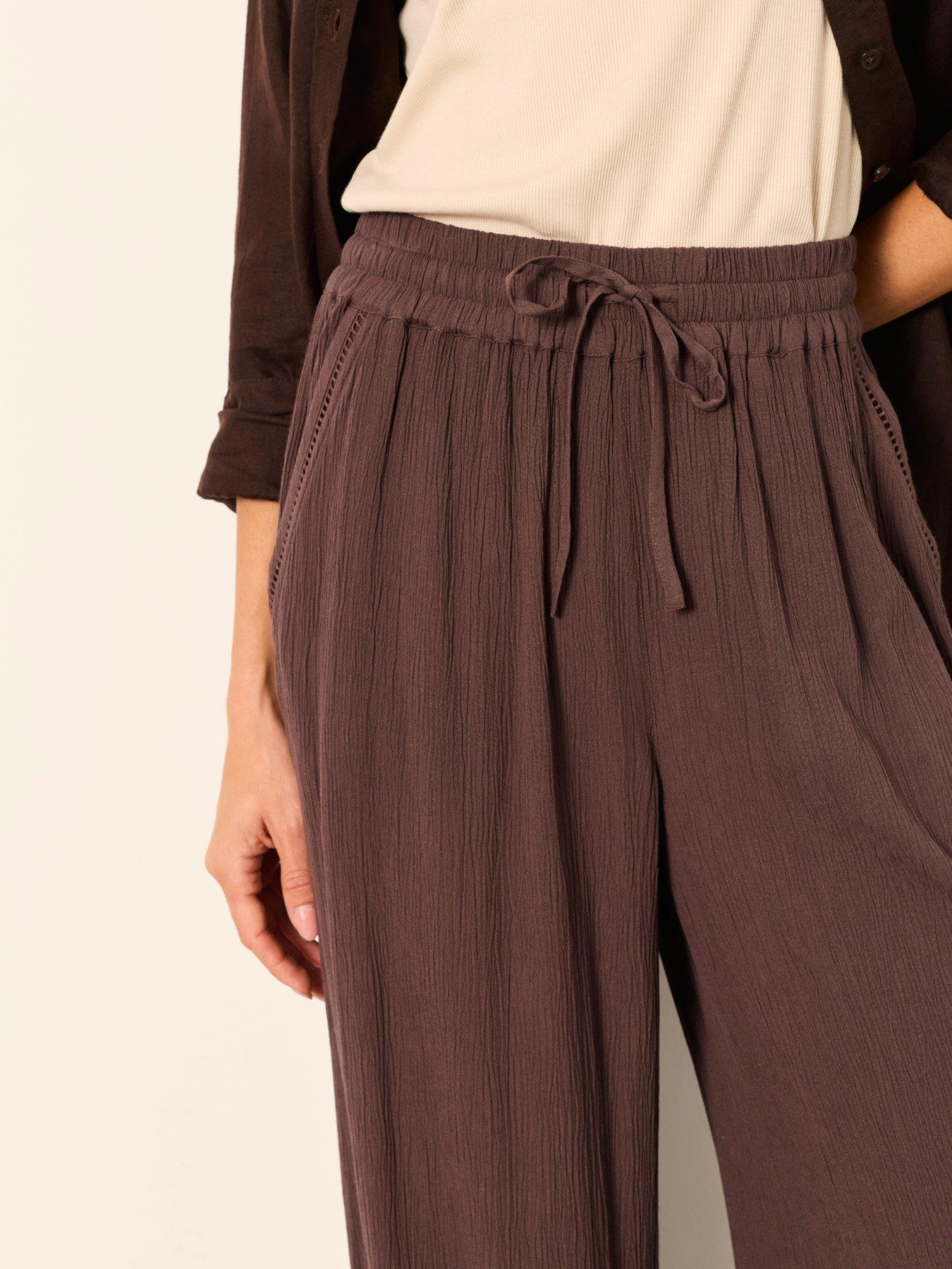 Image 6 of 7 of FatFace Melissa Palazzo Trousers - Brown