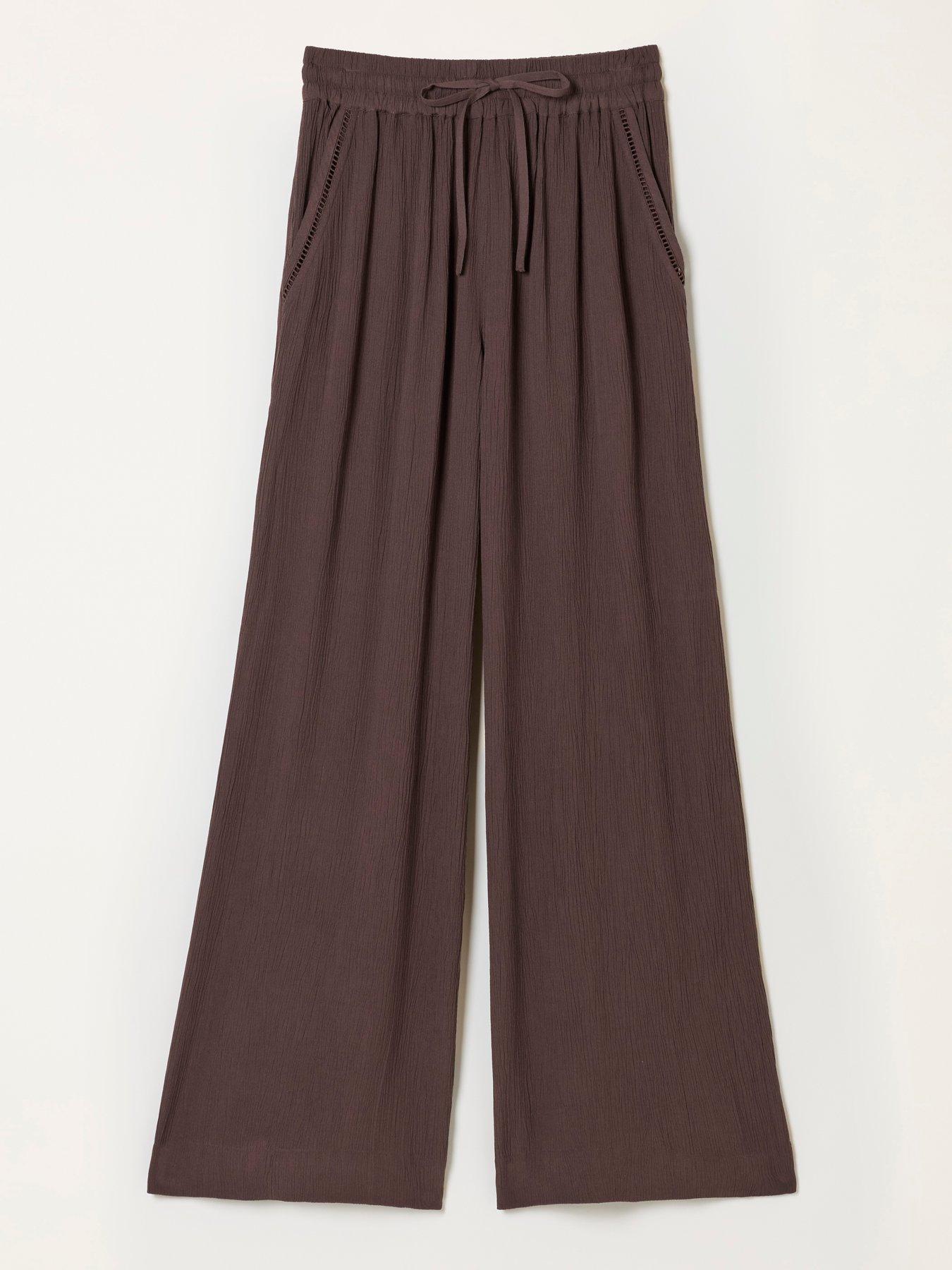 Image 7 of 7 of FatFace Melissa Palazzo Trousers - Brown