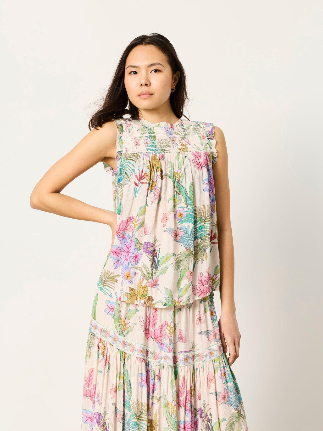 FatFace Elle Tropical Blouse - Cream