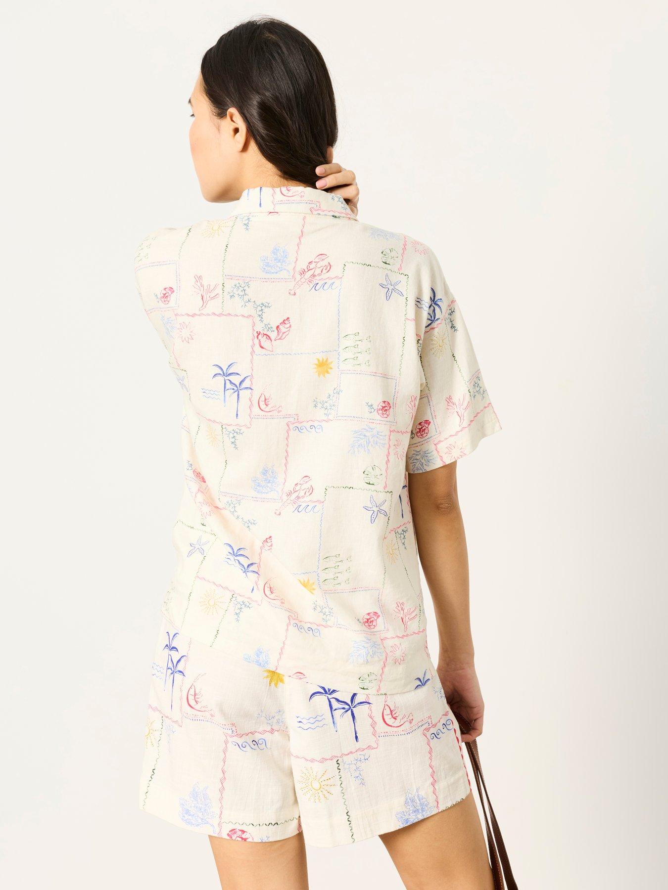 Image 2 of 7 of FatFace Kara Postcard Shirt - Cream