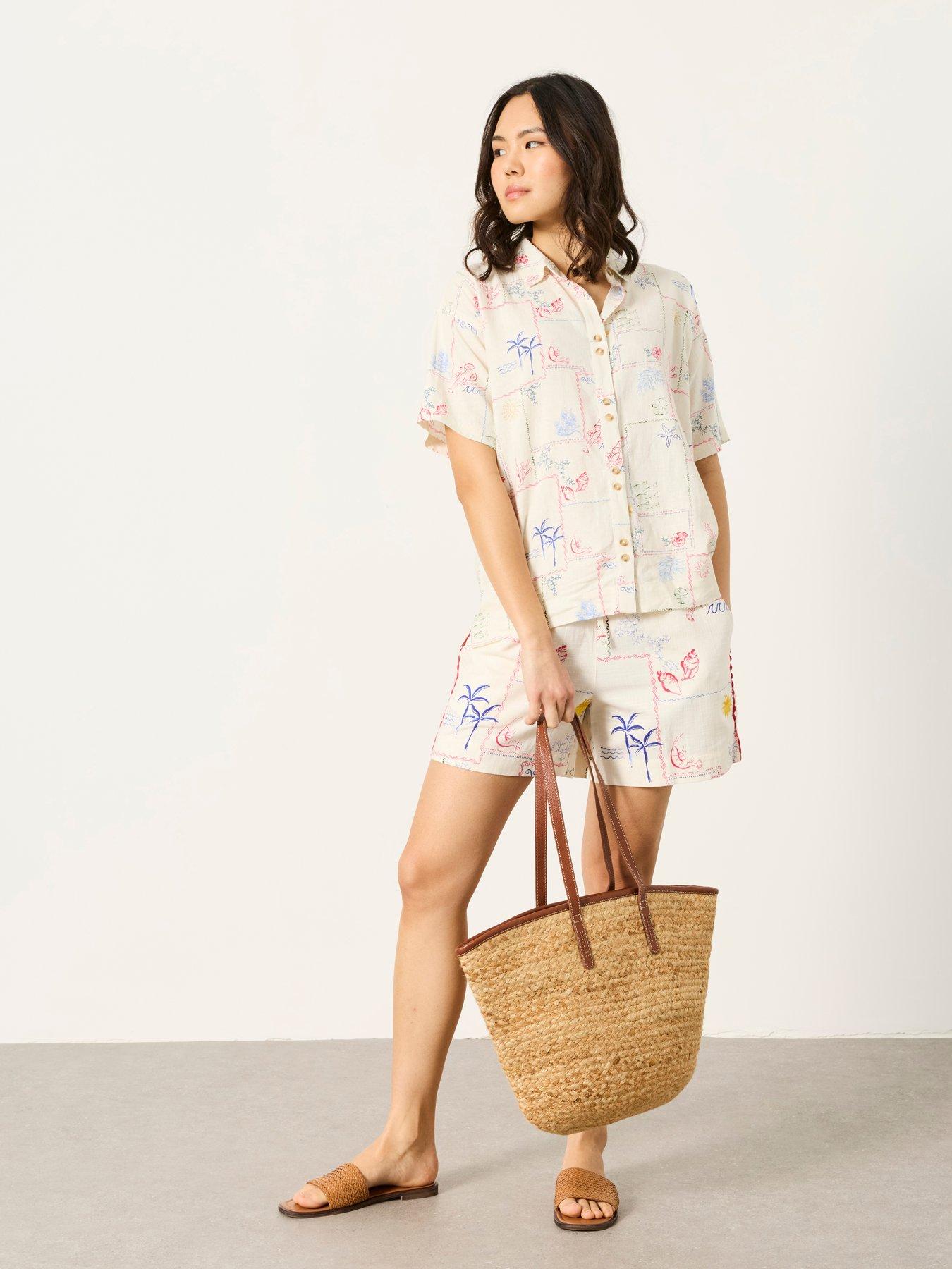 Image 3 of 7 of FatFace Kara Postcard Shirt - Cream