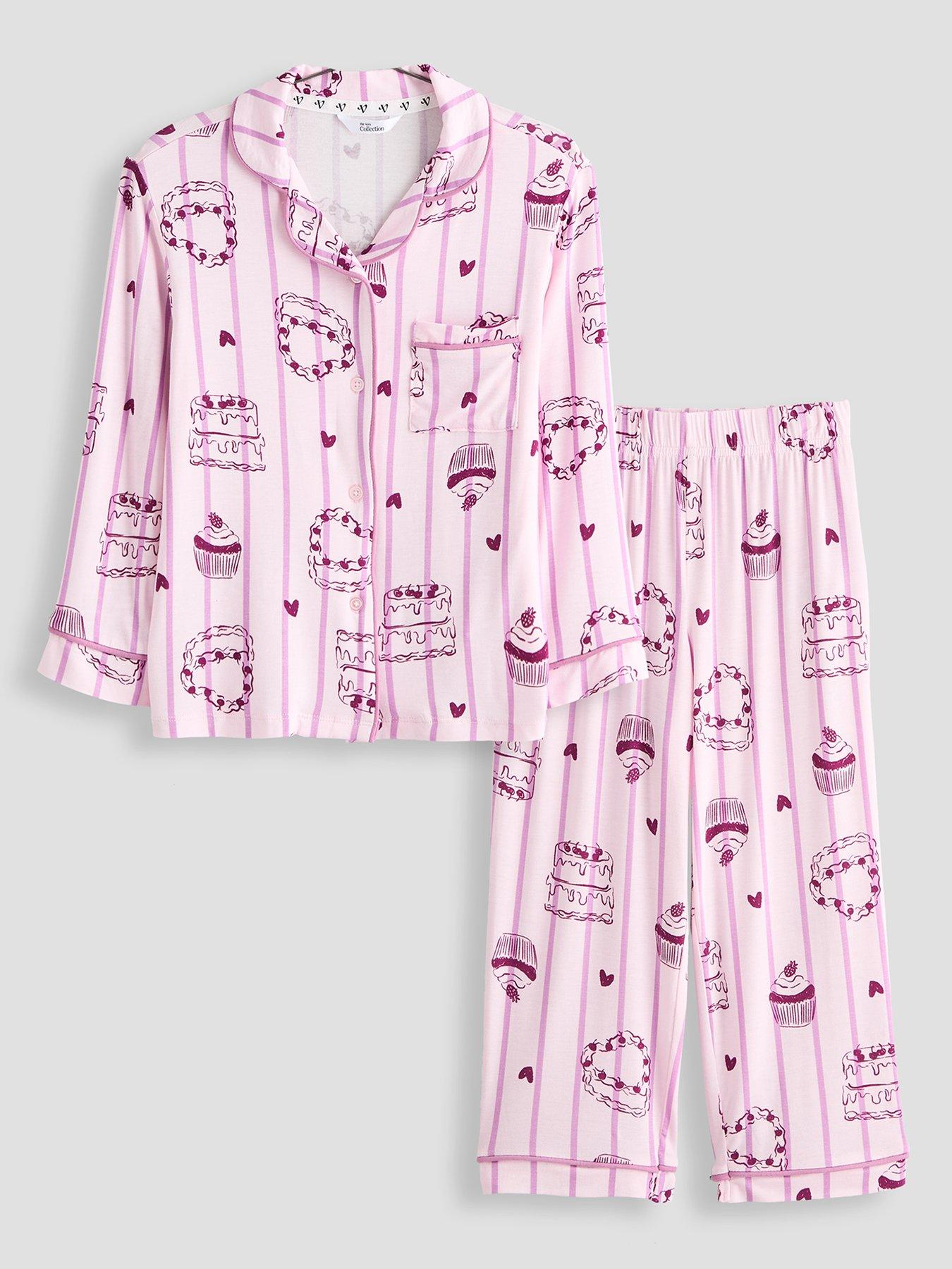 The Very Collection Mini Me Pink Cake Heart Print Revere Pyjama - Multi