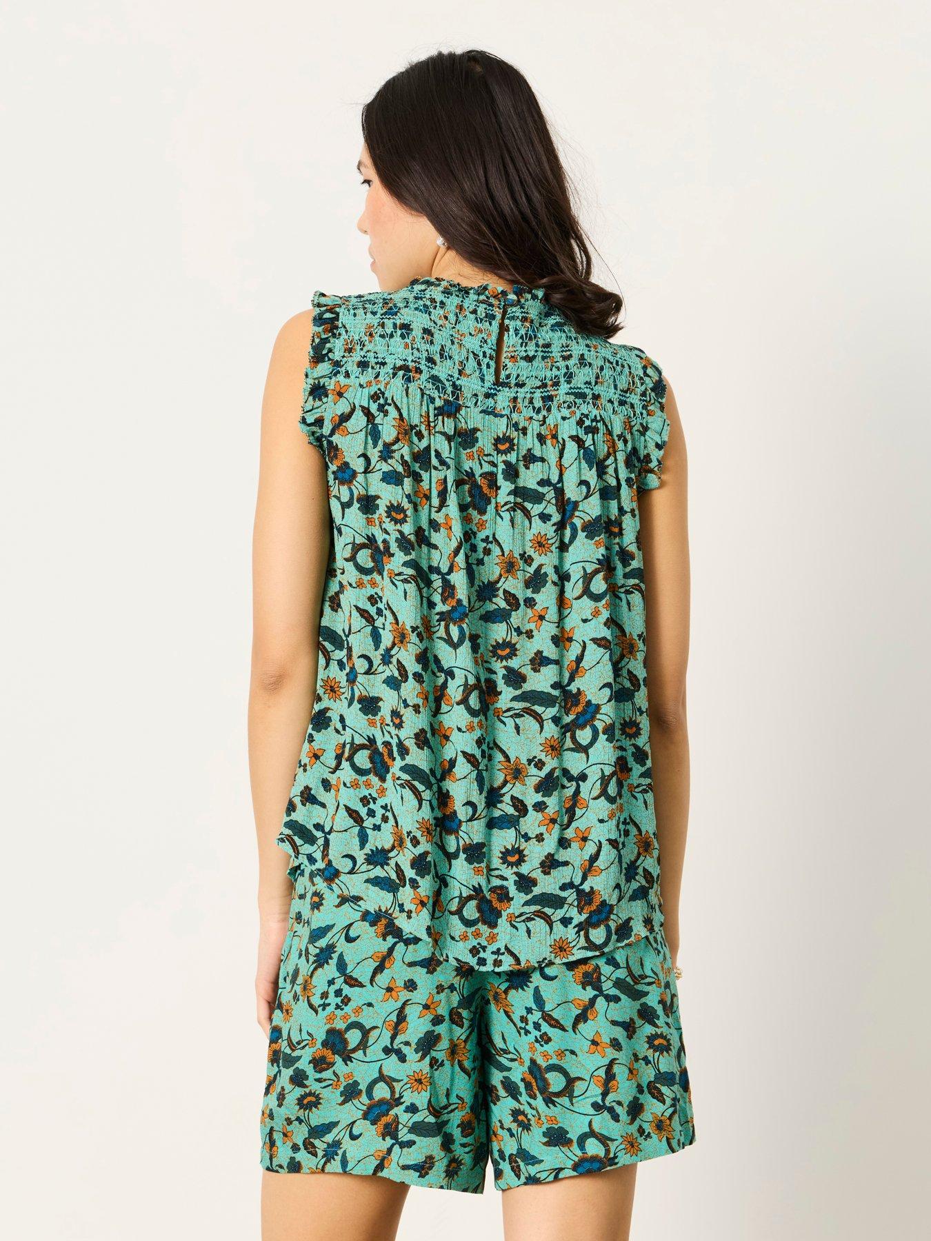 Image 2 of 7 of FatFace Elle Batik Blouse - Blue