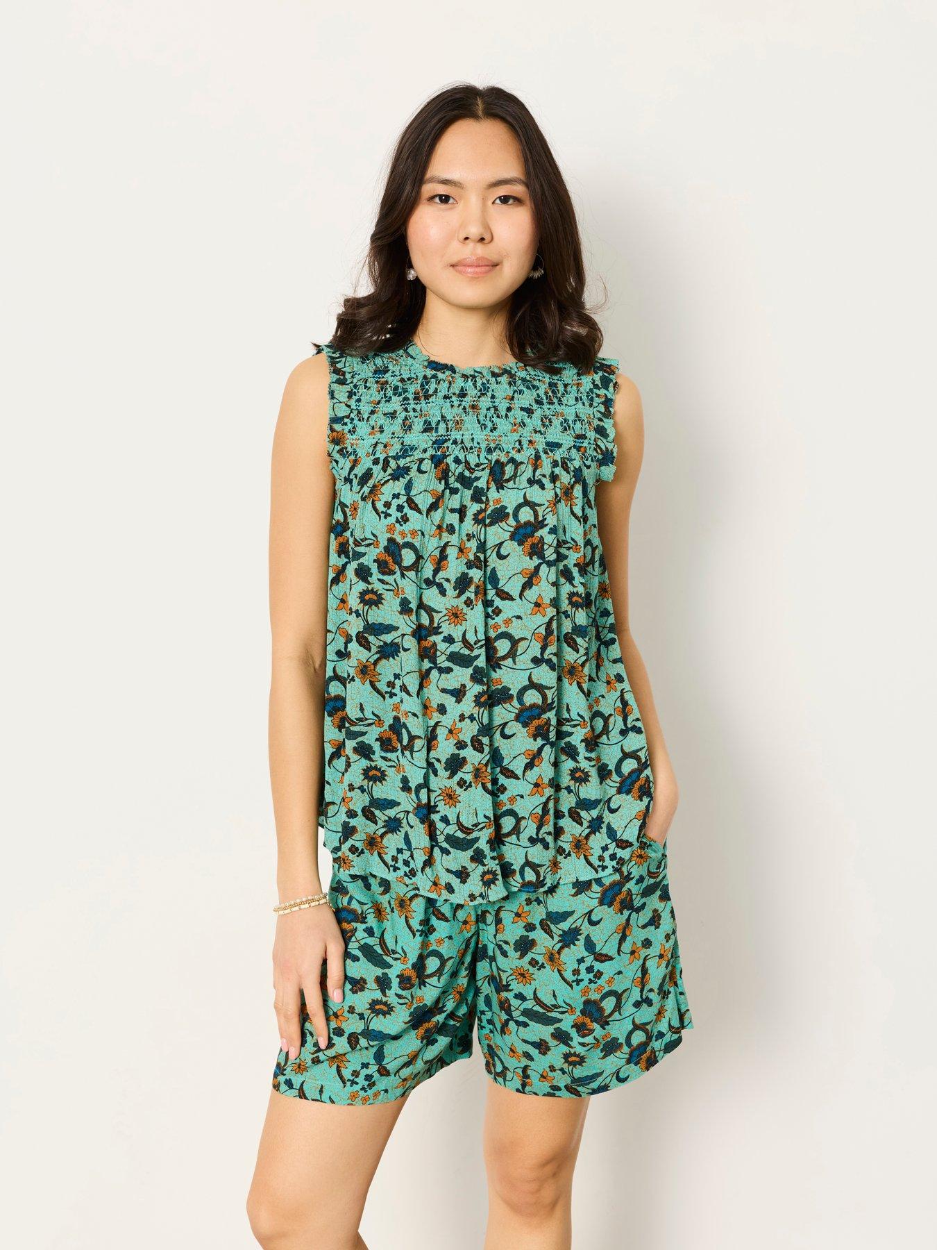 Image 4 of 7 of FatFace Elle Batik Blouse - Blue
