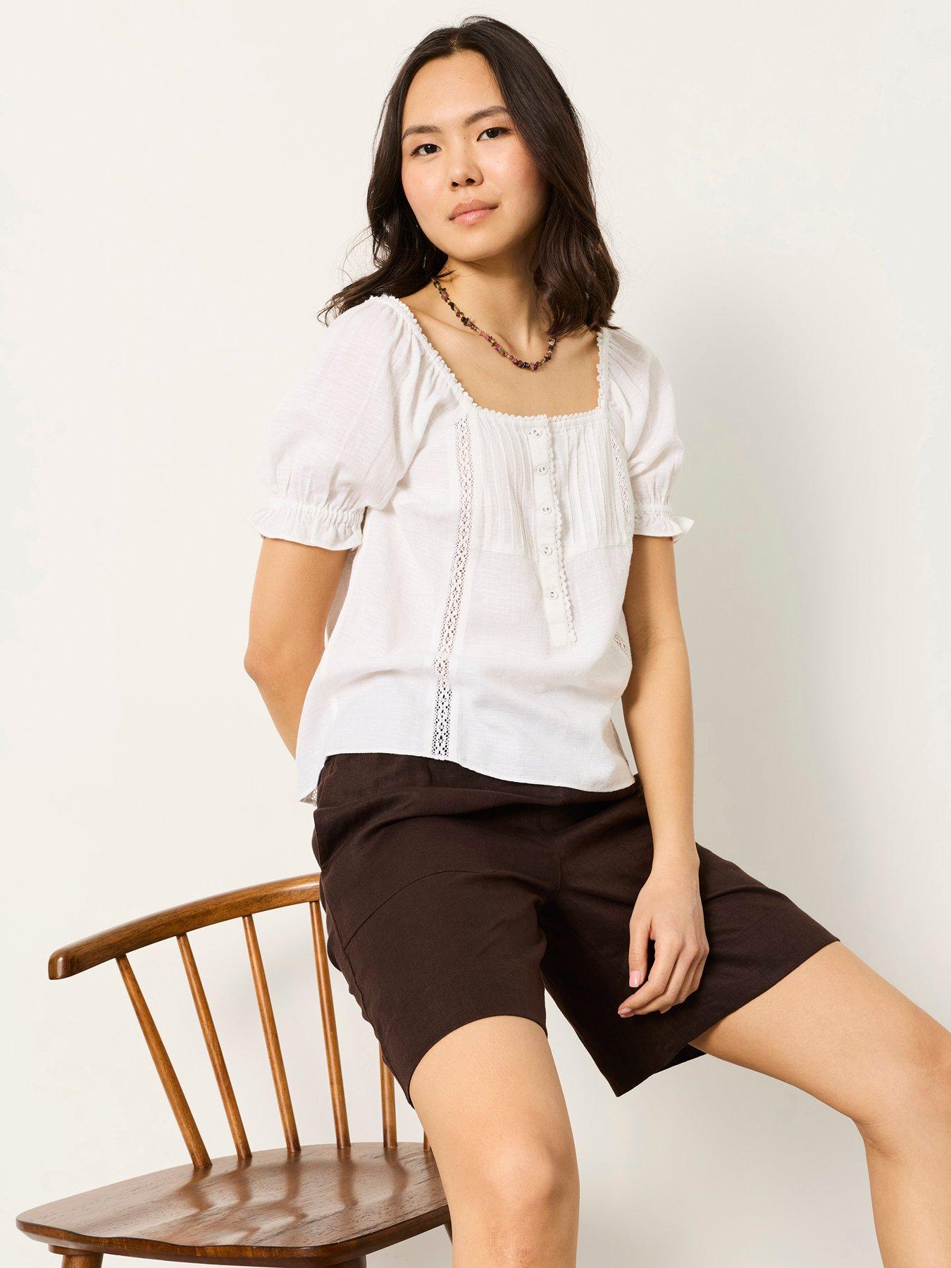 FatFace Jorden Cutwork Blouse - White