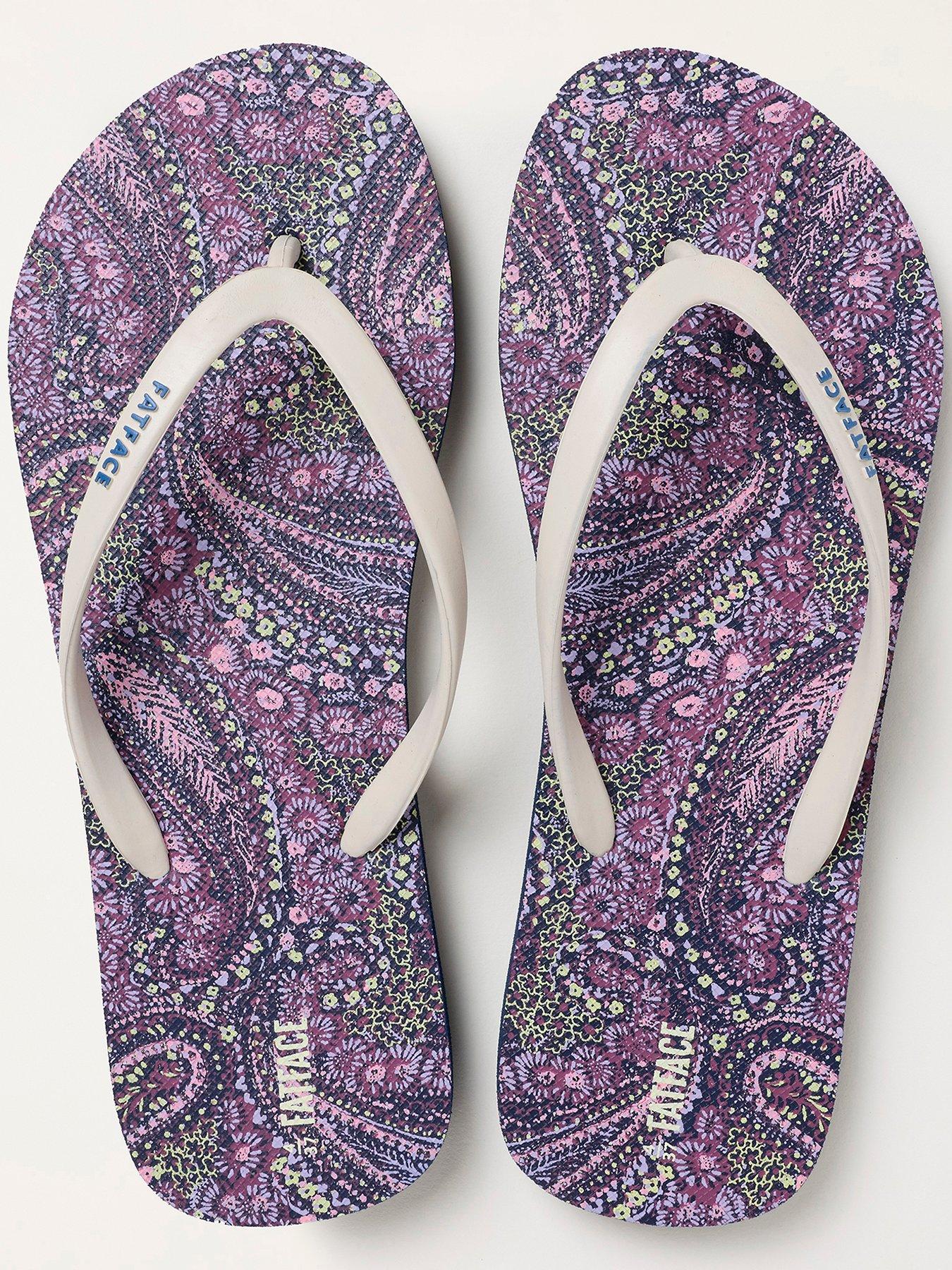 Image 2 of 3 of FatFace Portloe Print Flip Flop - Purple