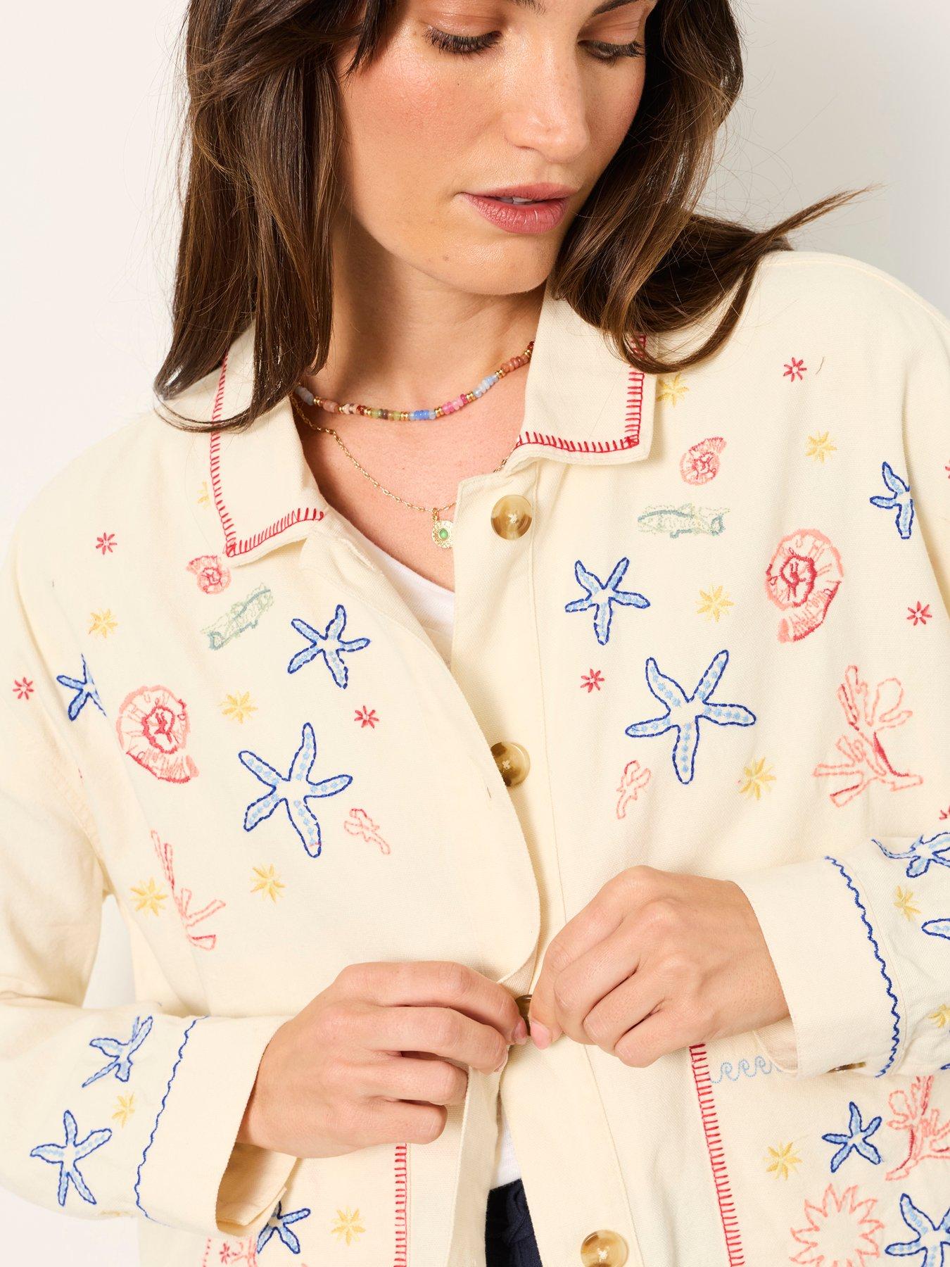 Image 5 of 7 of FatFace Shells Embroidered Jacket - Cream