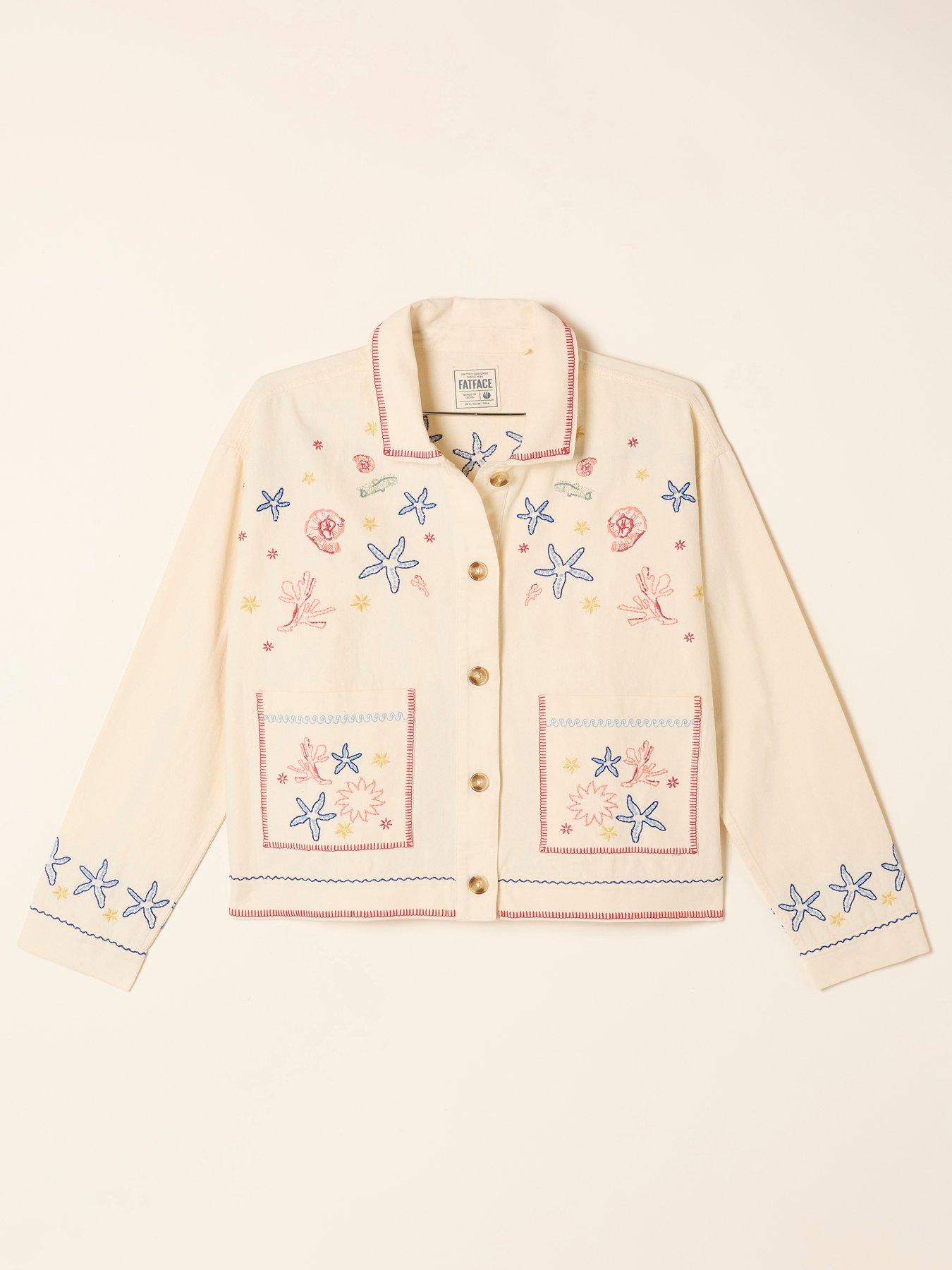 Image 7 of 7 of FatFace Shells Embroidered Jacket - Cream
