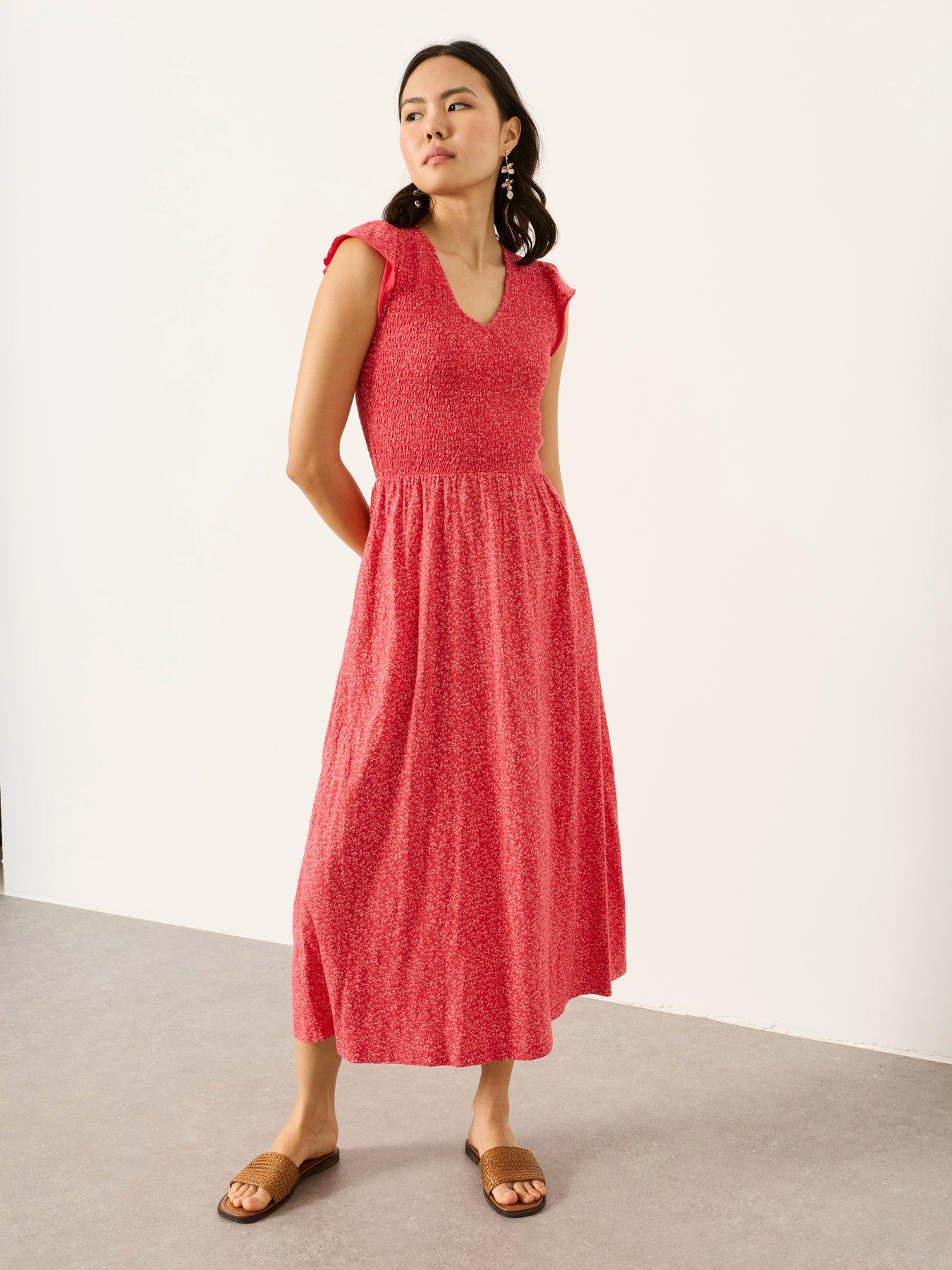 FatFace Demi Jersey Dress - Coral
