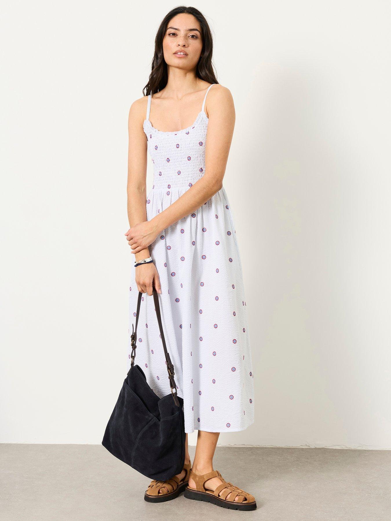 FatFace Emme Stripe Midi Dress - Blue