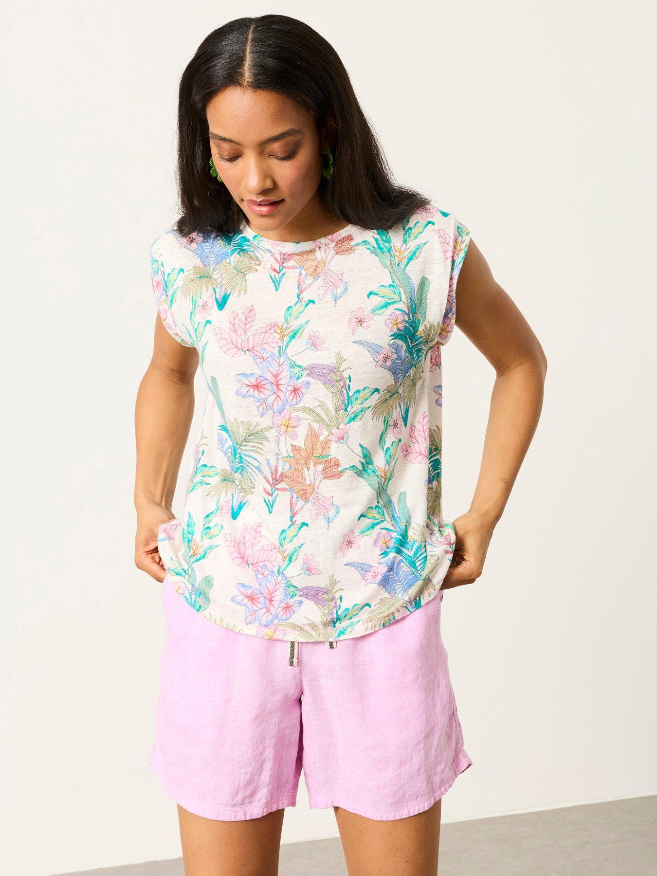 FatFace Lou Linen Tropical Print Tank - Multi
