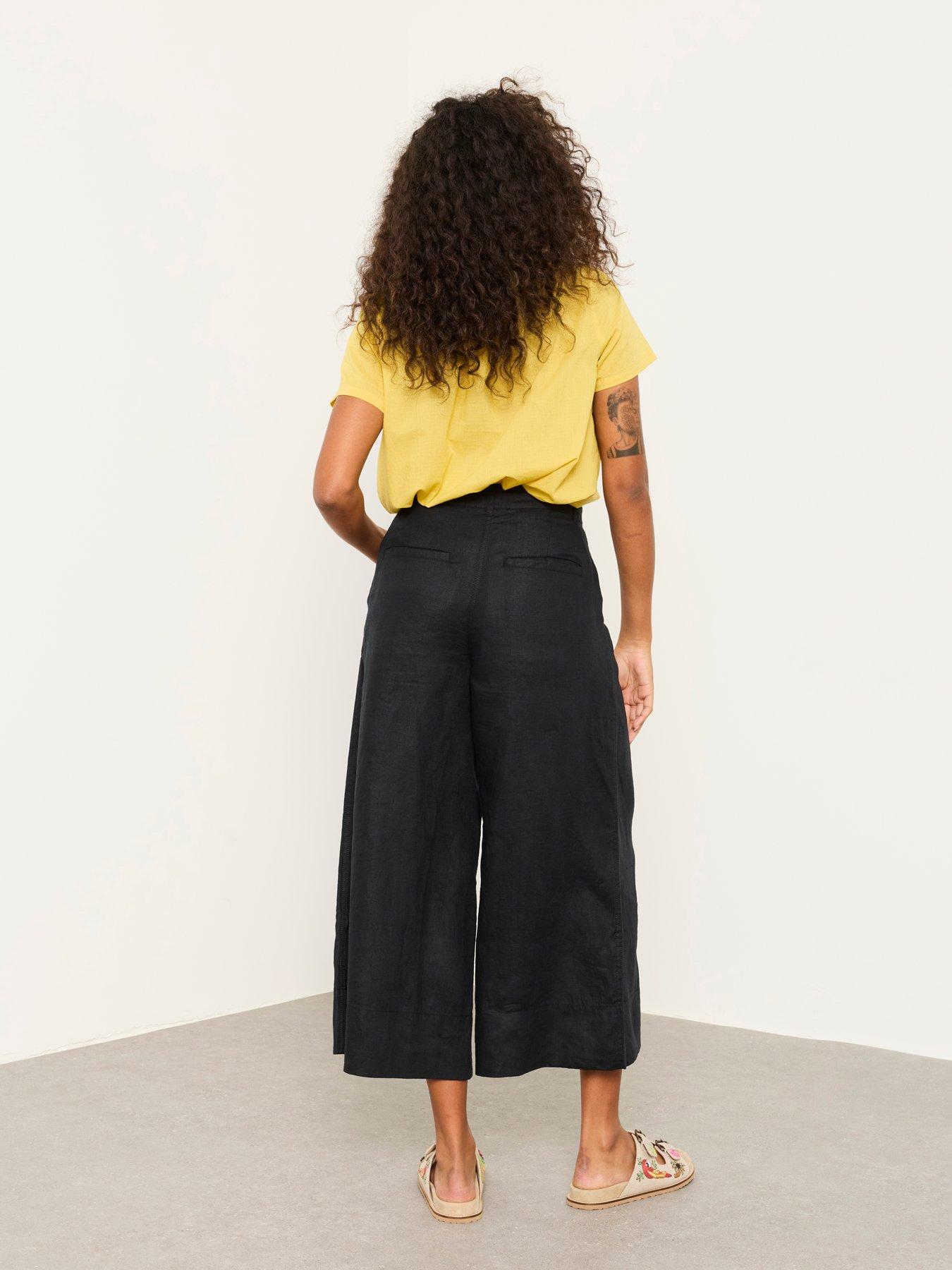 Image 2 of 6 of FatFace Anya Linen Crop Trousers - Black