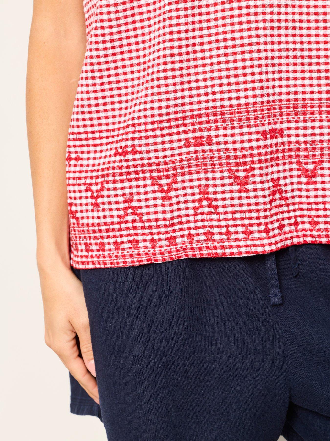Image 5 of 7 of FatFace Etta Gingham Cami Top - Red