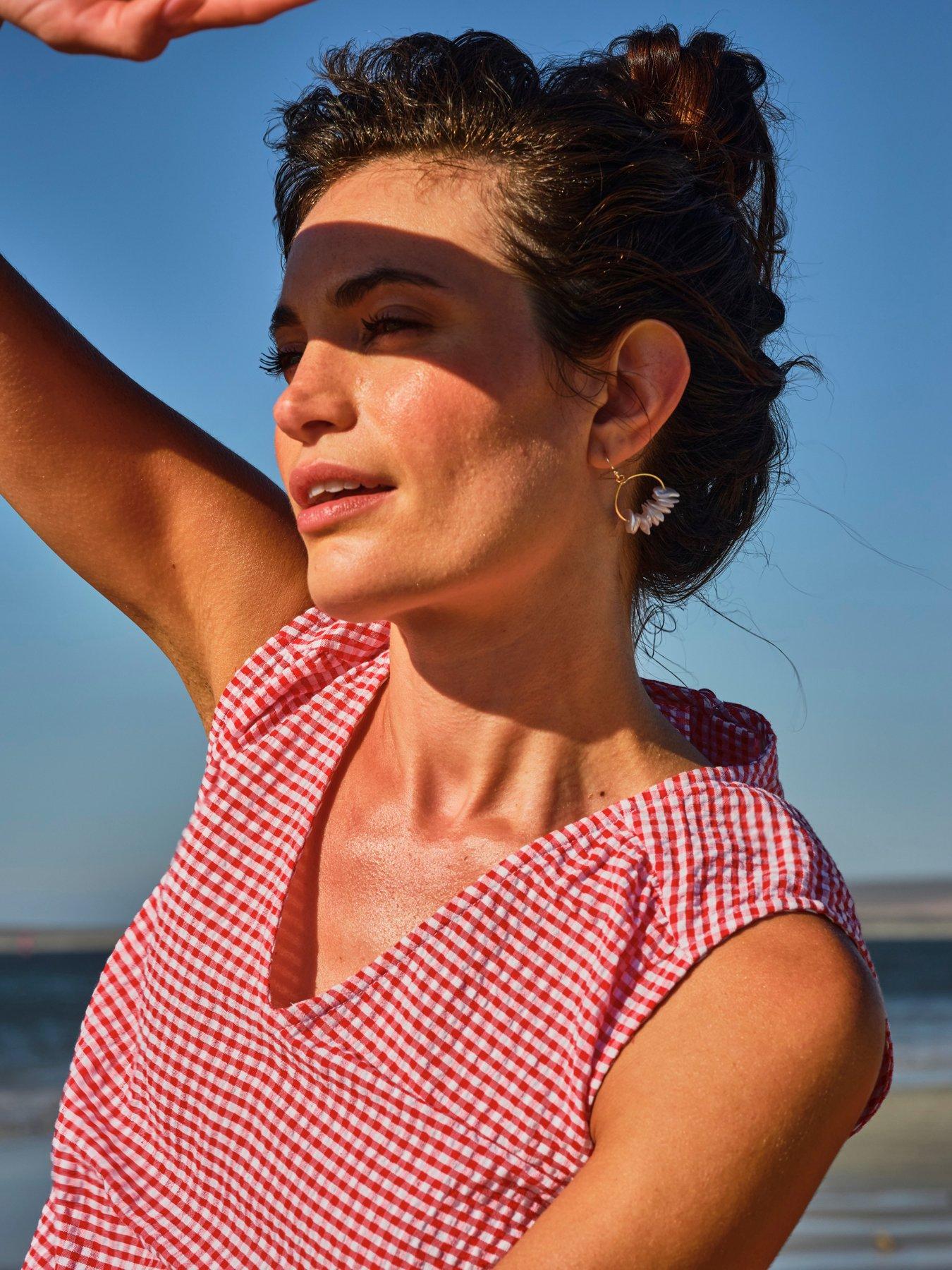 Image 6 of 7 of FatFace Etta Gingham Cami Top - Red