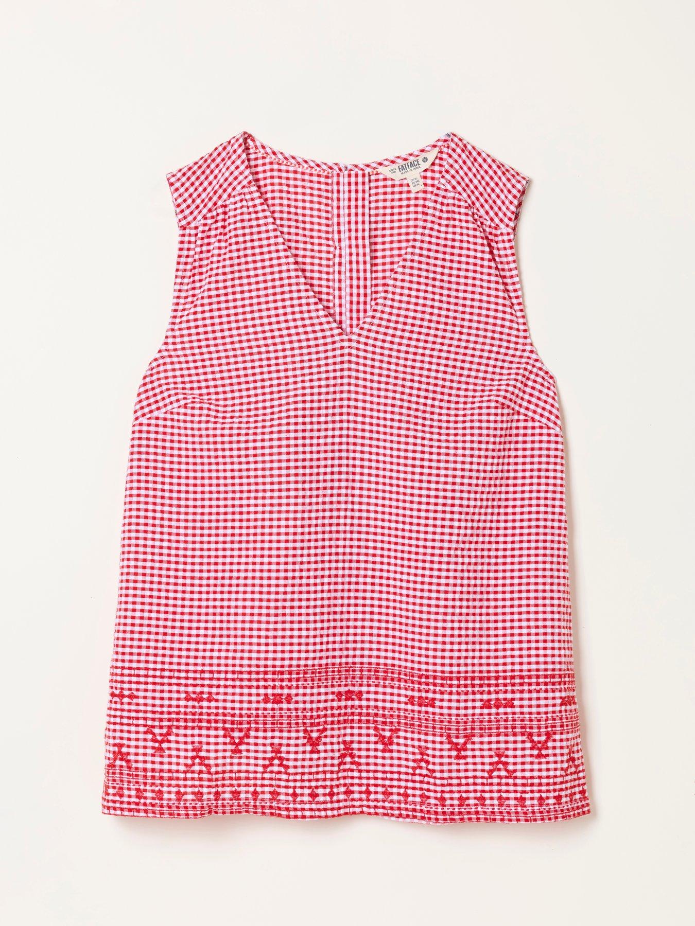 Image 7 of 7 of FatFace Etta Gingham Cami Top - Red
