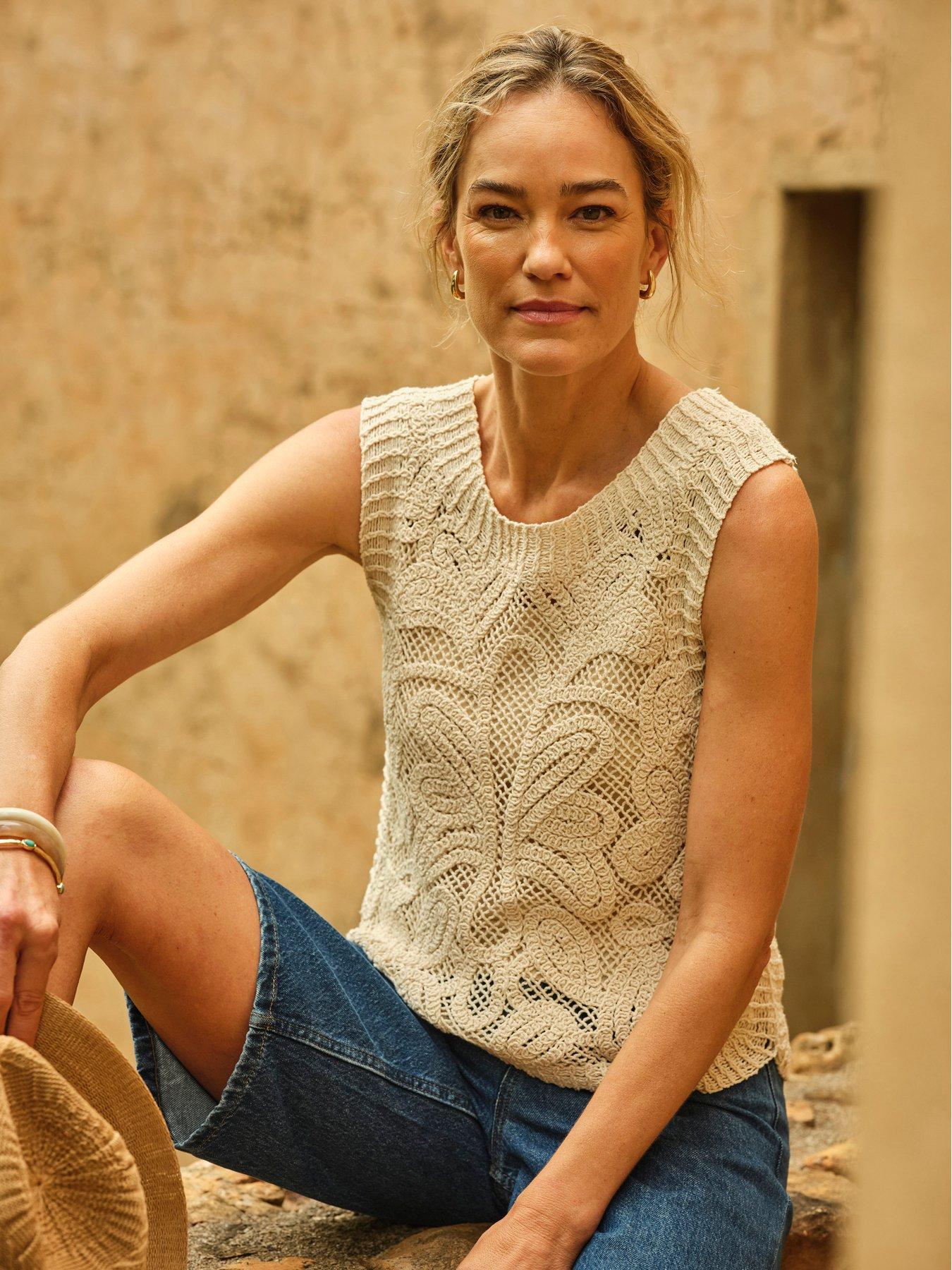 FatFace Palm Pattern Tank - Beige