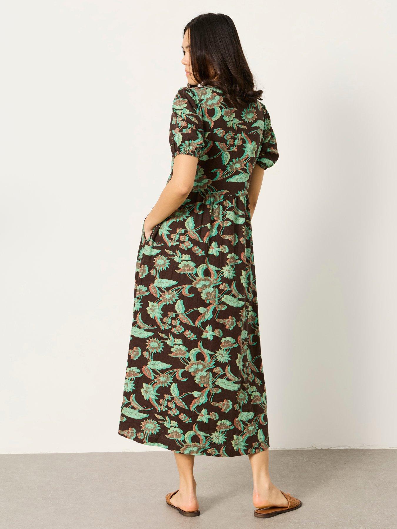 Image 2 of 7 of FatFace Remi Batik Midi Dress - Brown