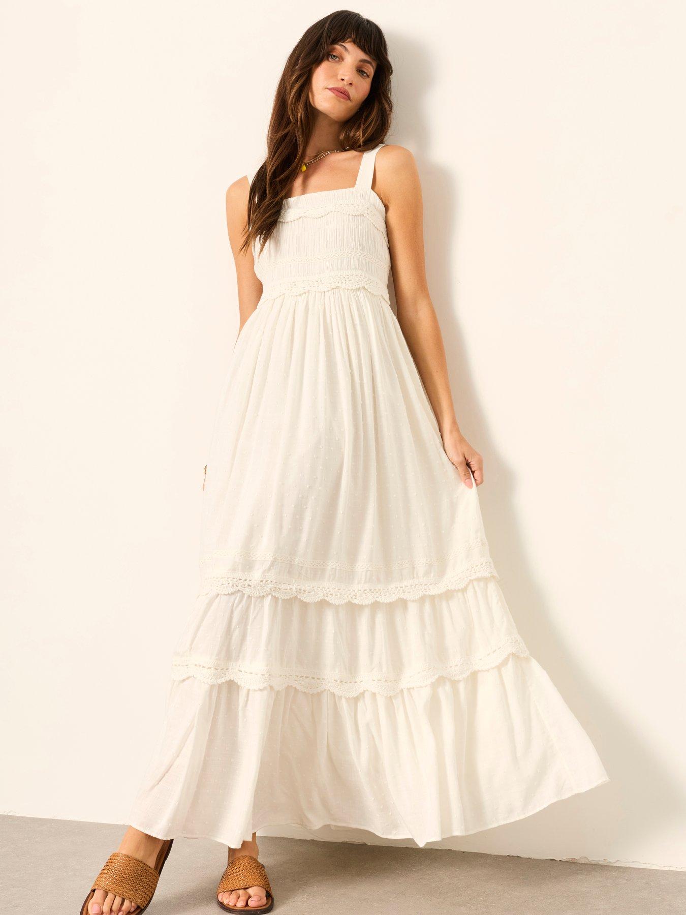 FatFace Clara Dobby Midi Dress - Cream