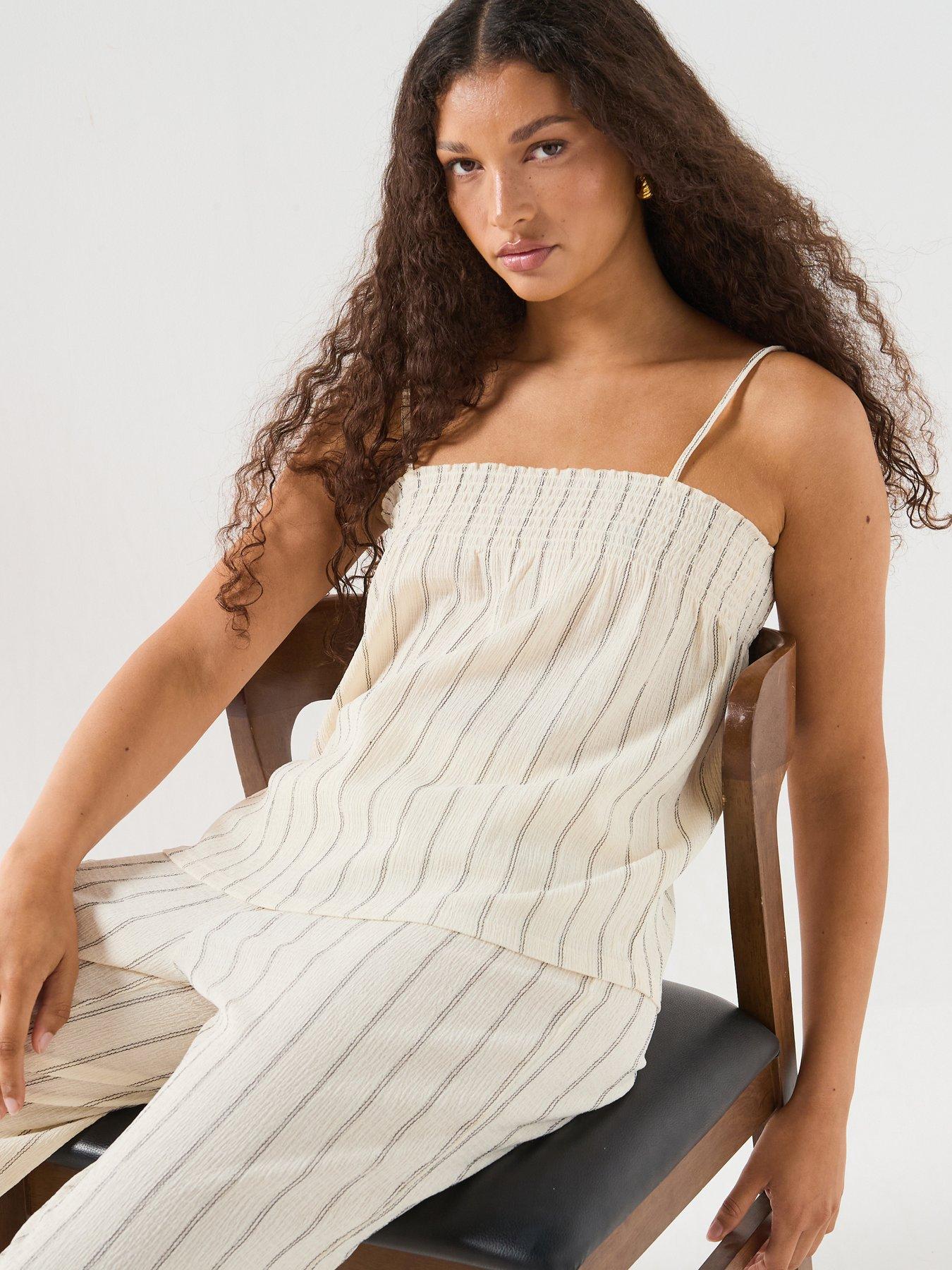Image 1 of 6 of Only Mika Stripe Cami Top - Beige