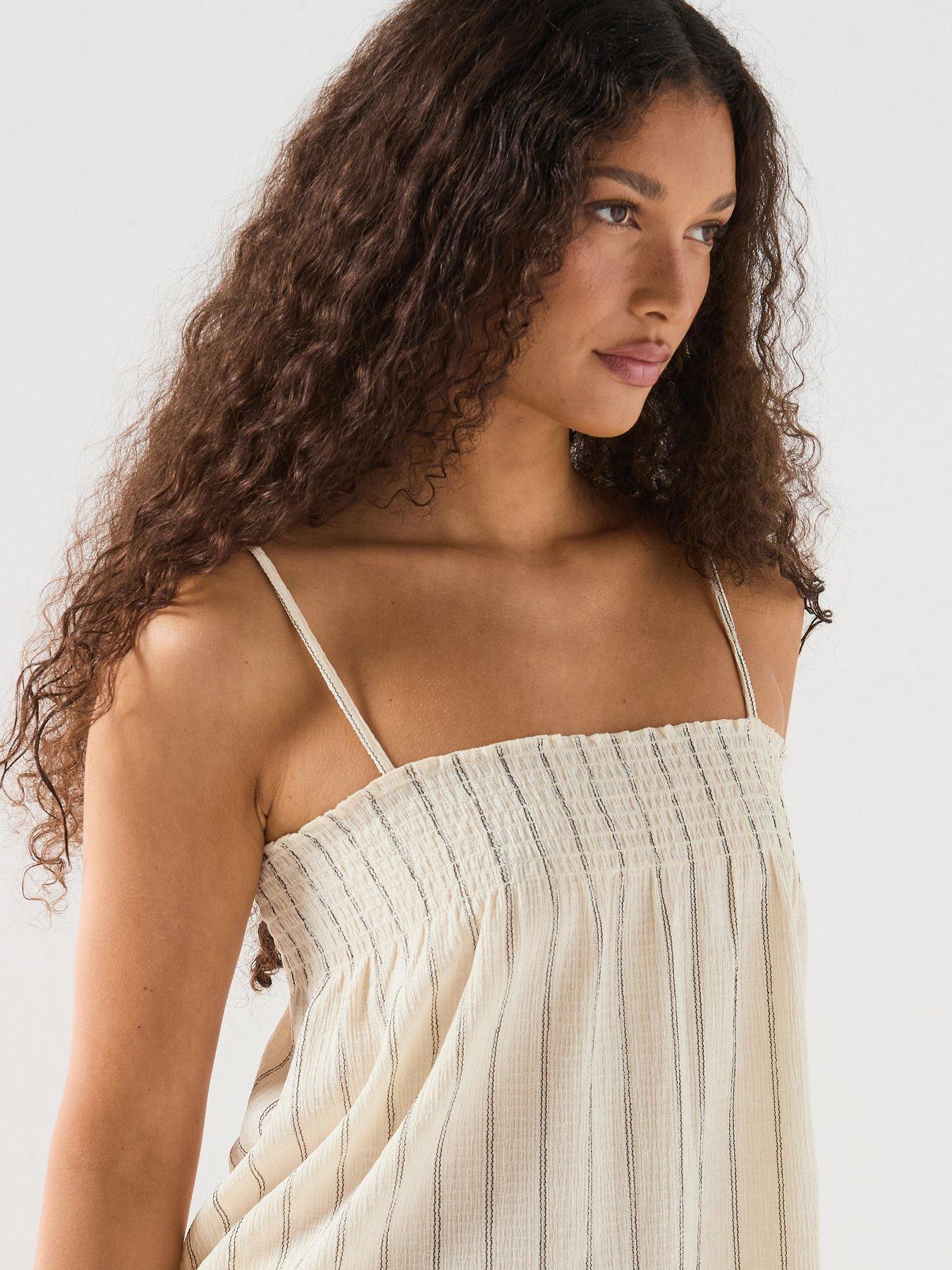 Image 5 of 6 of Only Mika Stripe Cami Top - Beige