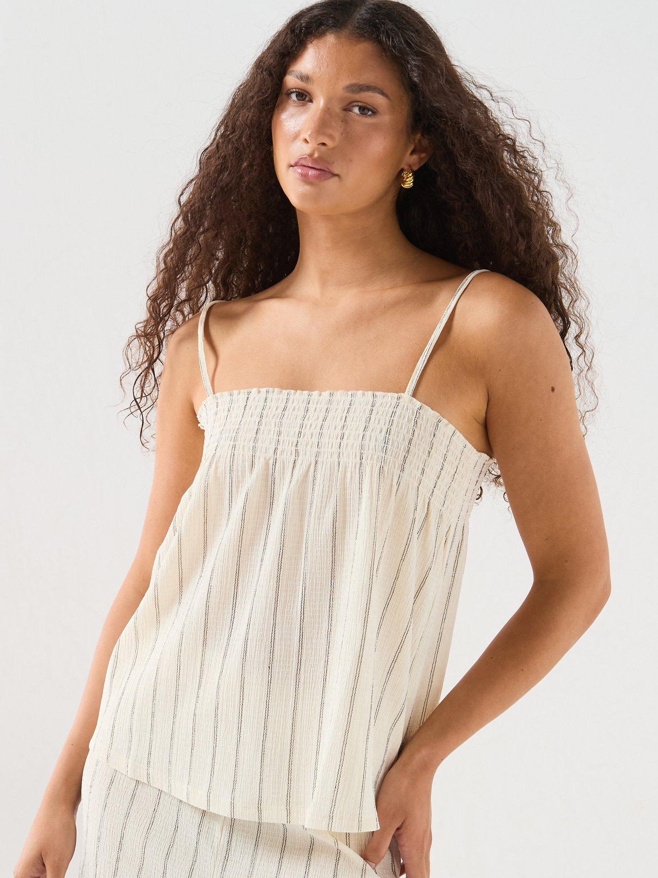 Image 6 of 6 of Only Mika Stripe Cami Top - Beige