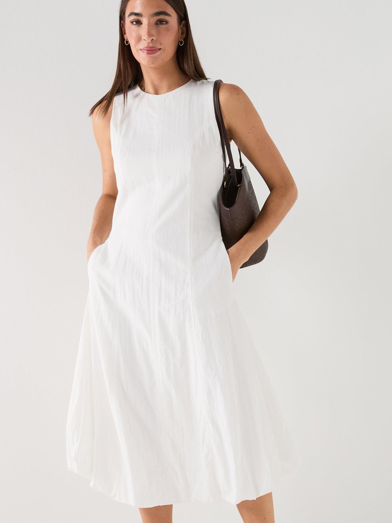 JDY Tina Midi Ballon Dress - White