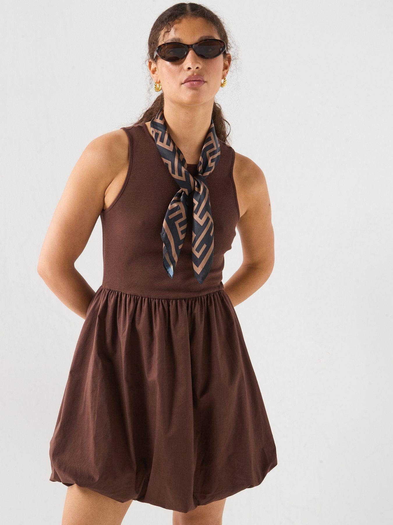 PIECES Pcpenya Sleeveless Mini Dress - Brown