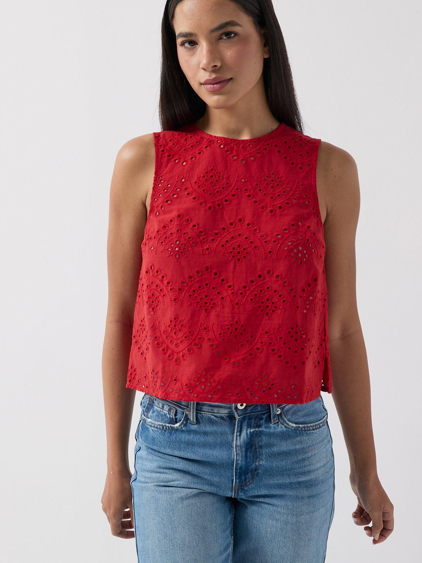 PIECES Pcvilde Sleeveless O-Neck Top - Red