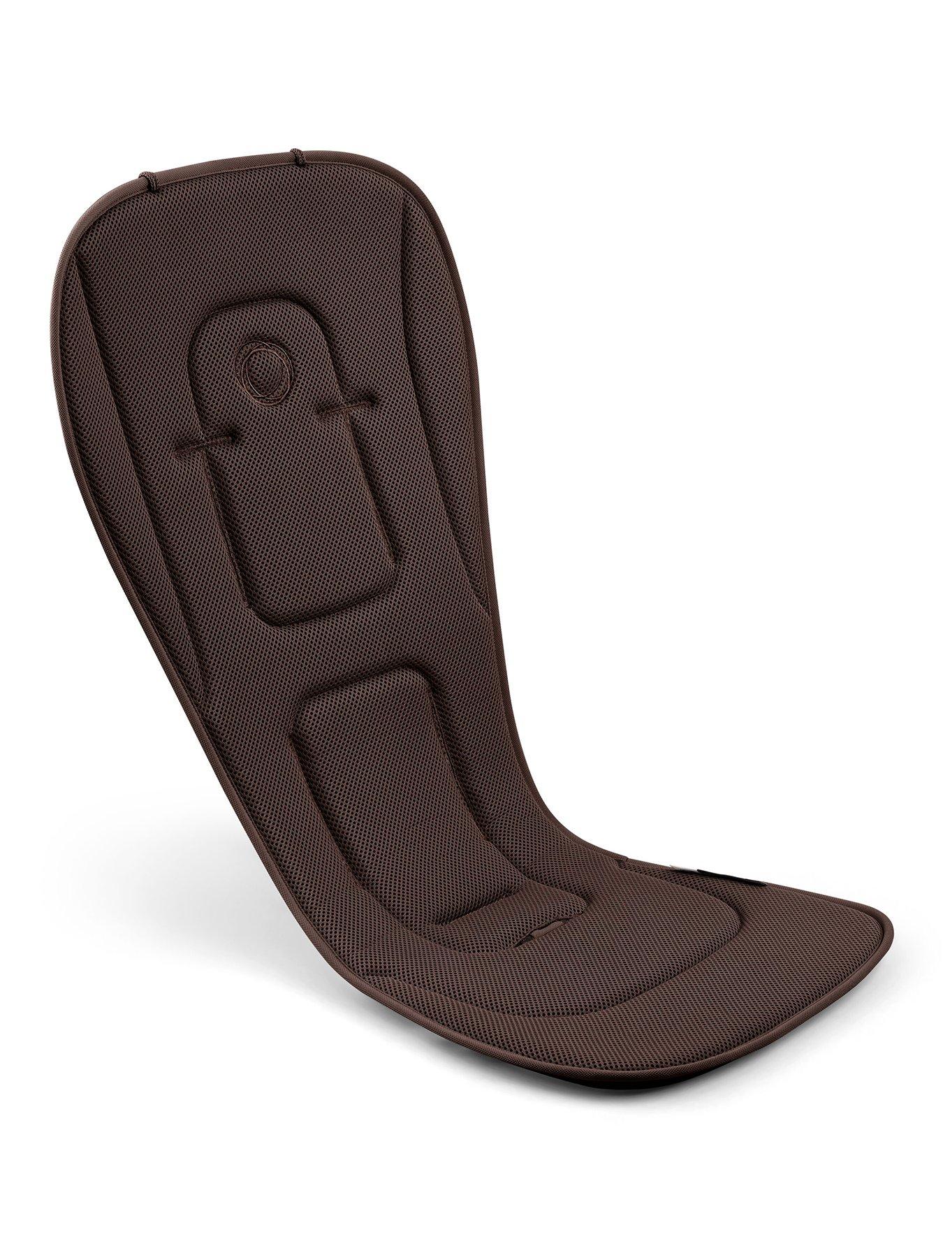front image of bugaboo-dual-comfort-seat-liner-cocoa-brown