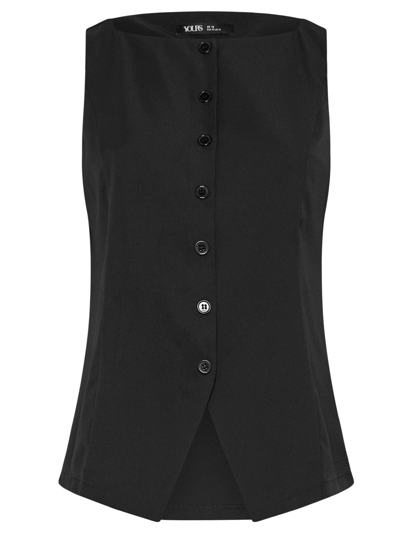 Image 5 of 5 of Yours Curve Elongated Waistcoat - Black