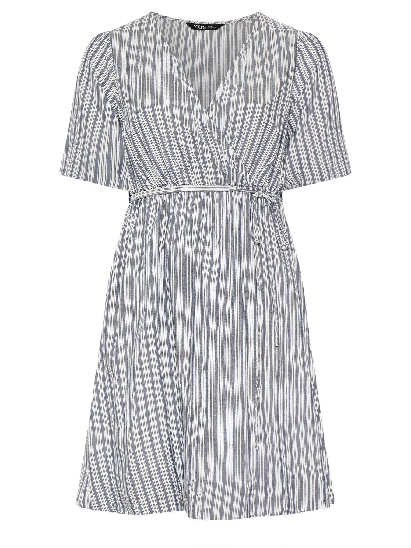  image of yours-curve-striped-wrap-dress-blue