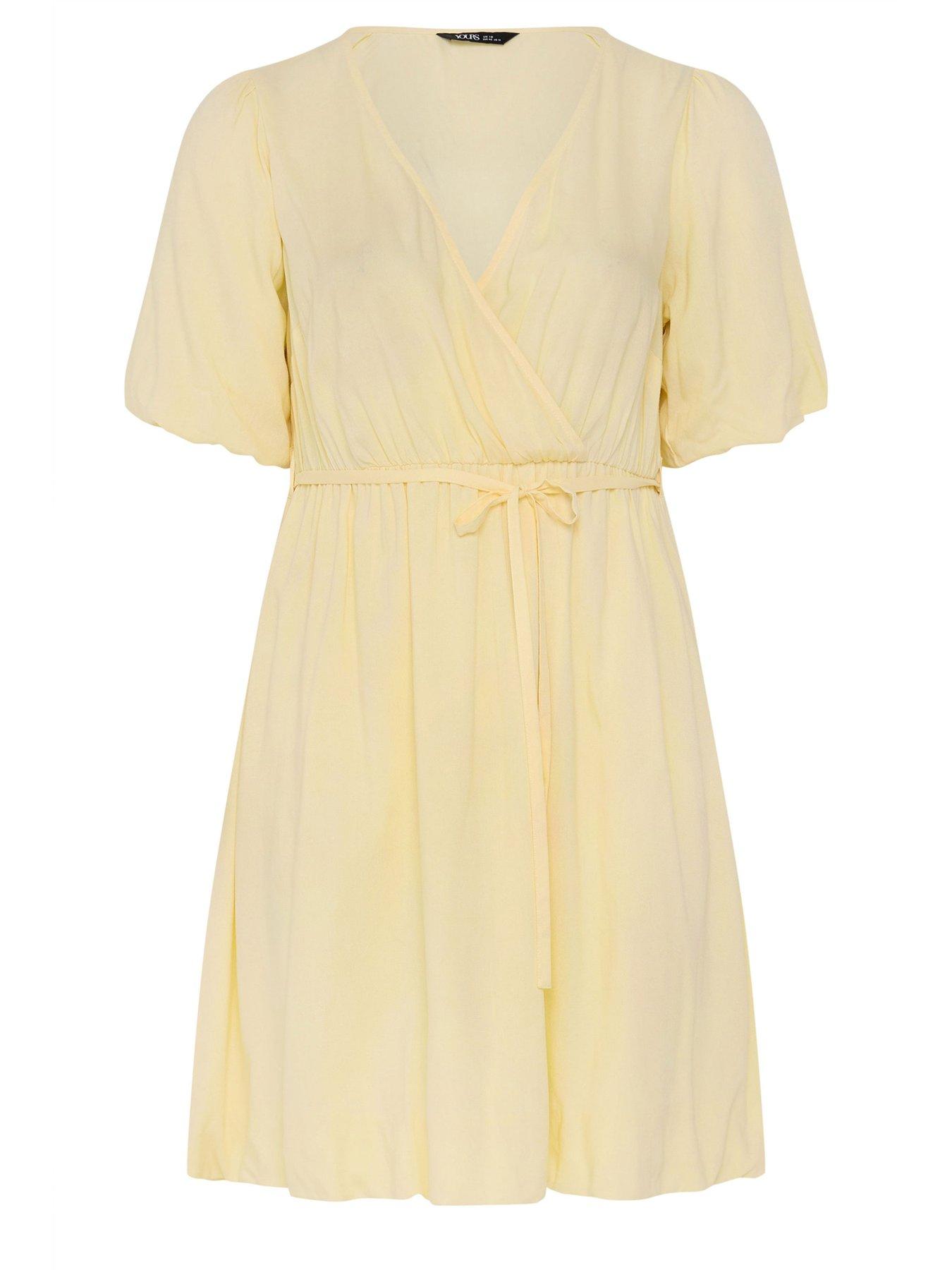 Image 5 of 5 of Yours Curve Striped Wrap Dress - Yellow