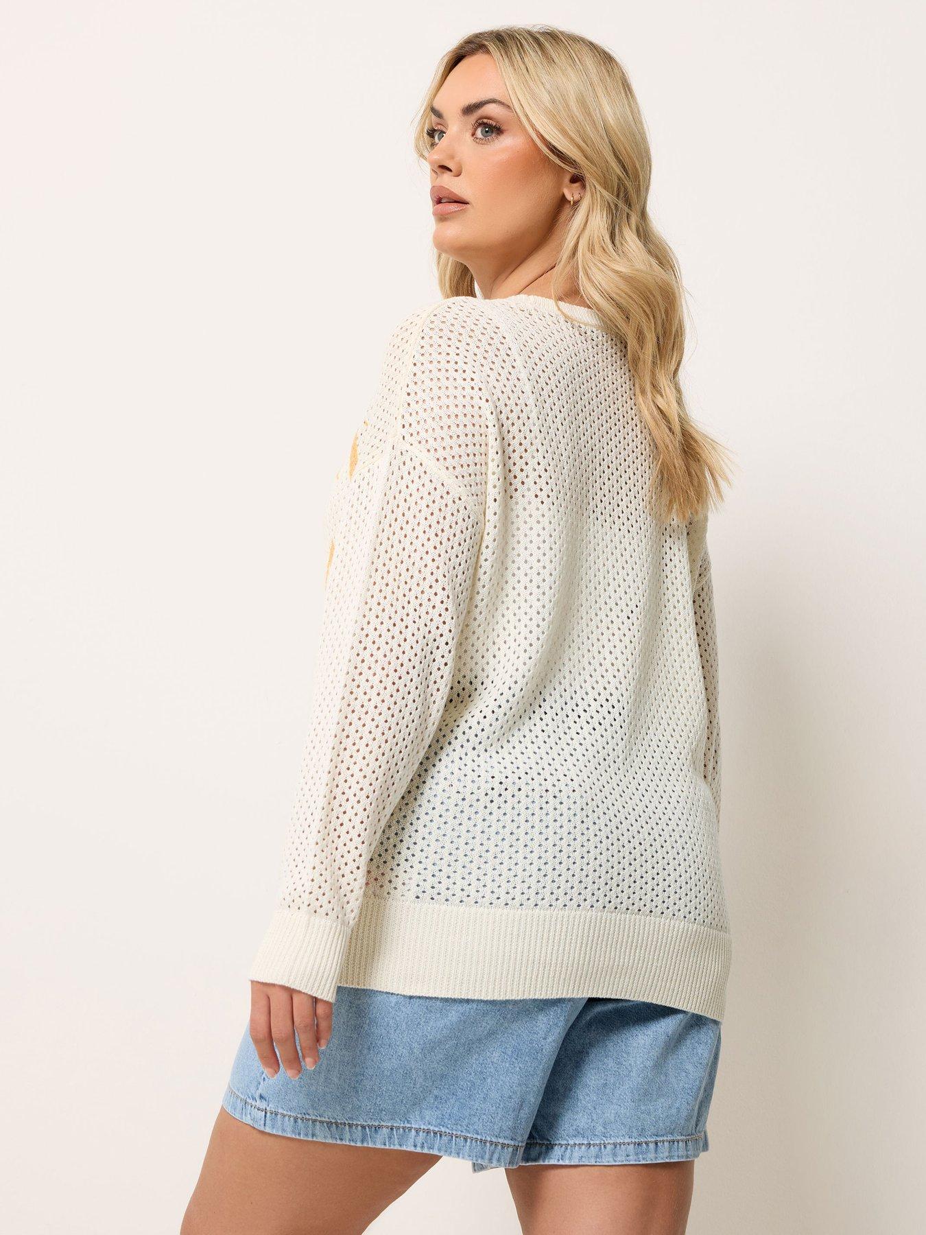 Image 2 of 5 of Yours Curve Pointelle Jumper - White