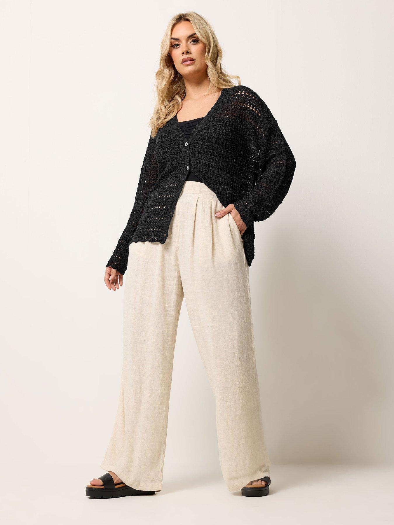  image of yours-curve-pointelle-stitch-button-cardigan-black