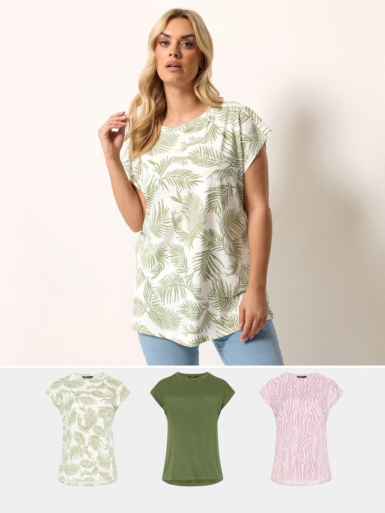 Yours Curve 3 Pack Grown On Sleeve T-shirts