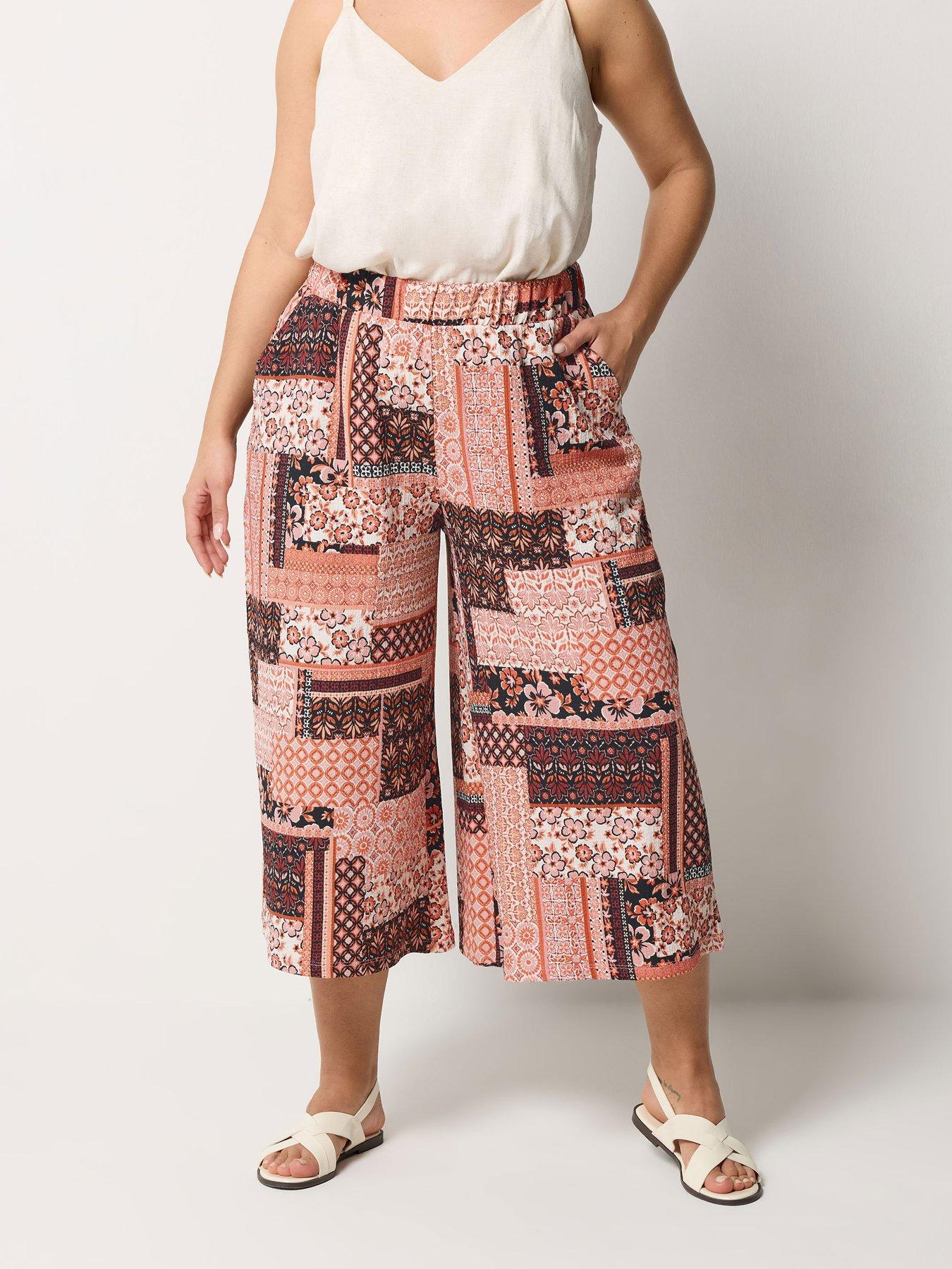 Yours Curve Paisley Print Jersey Culotte - Orange